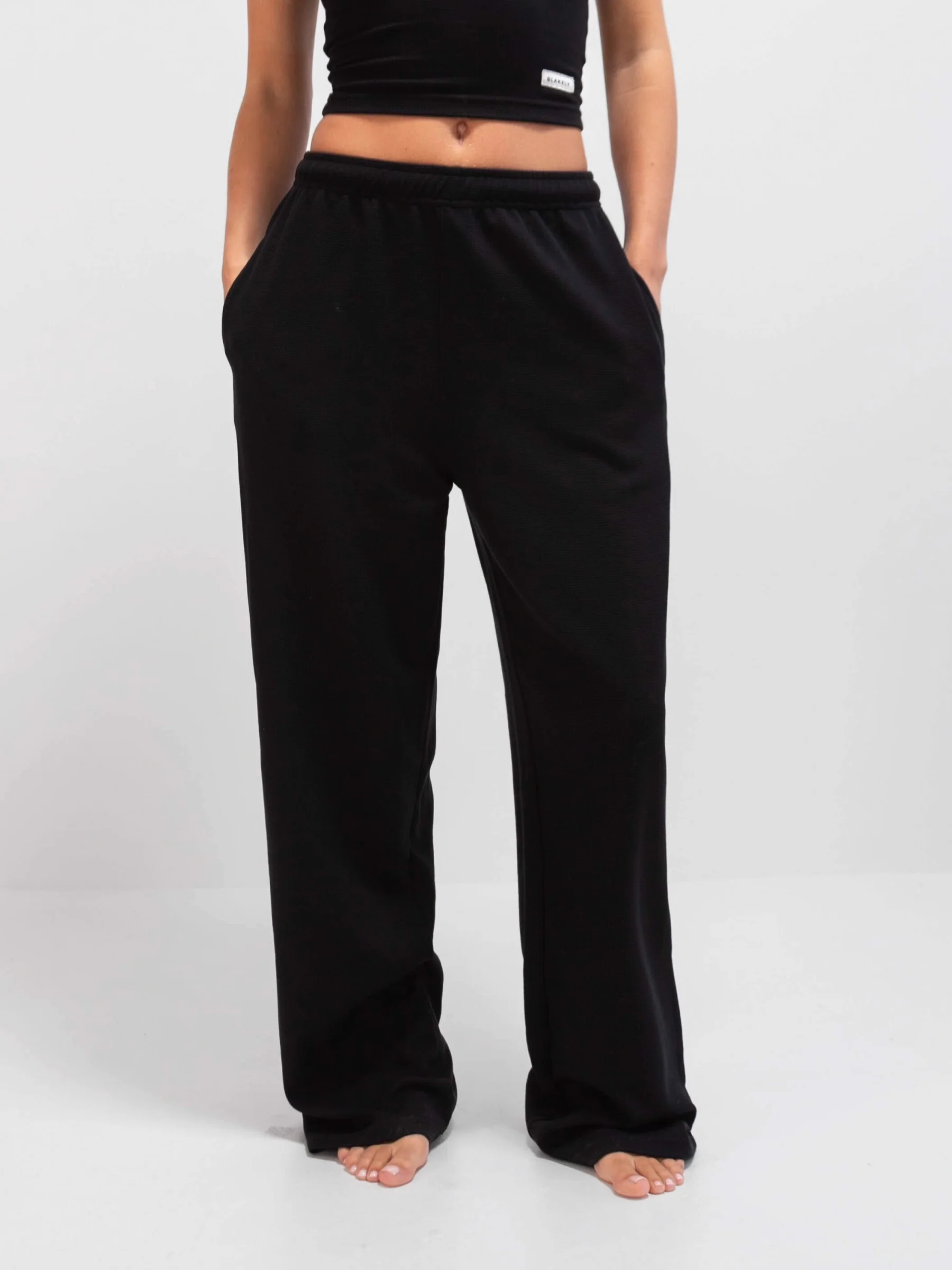 Soft Waffle Trousers - Black - Prinboxs