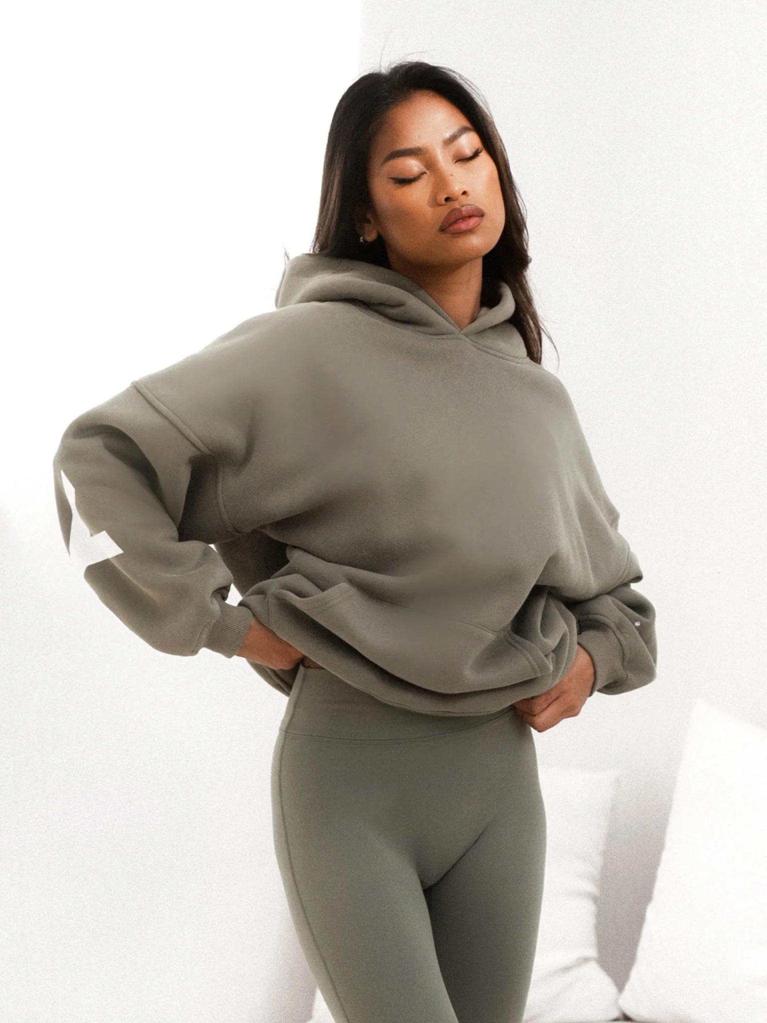 Isabel Oversized Hoodie - Safari Green - Prinboxs