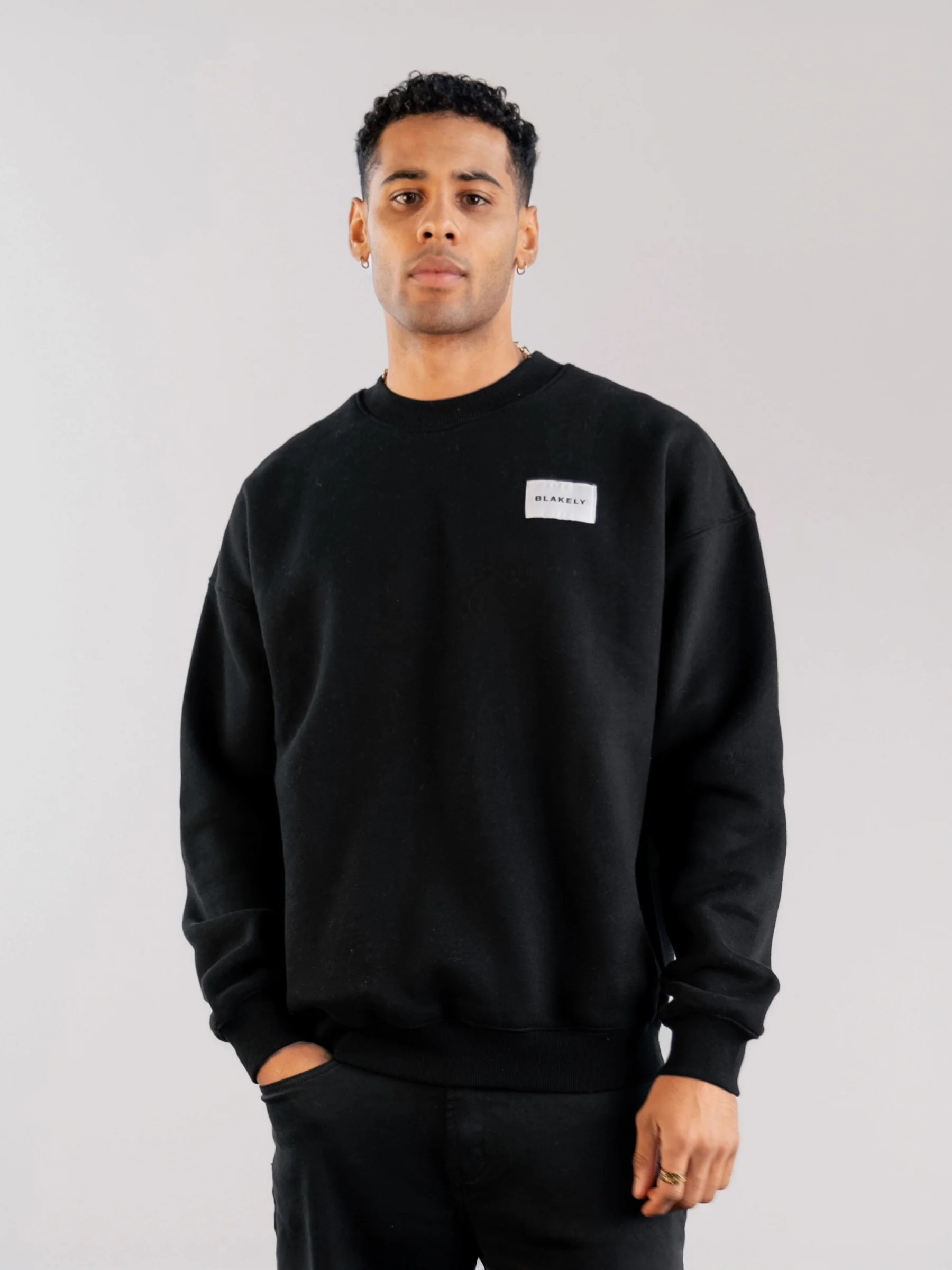Label Relaxed Jumper - Black - Prinboxs