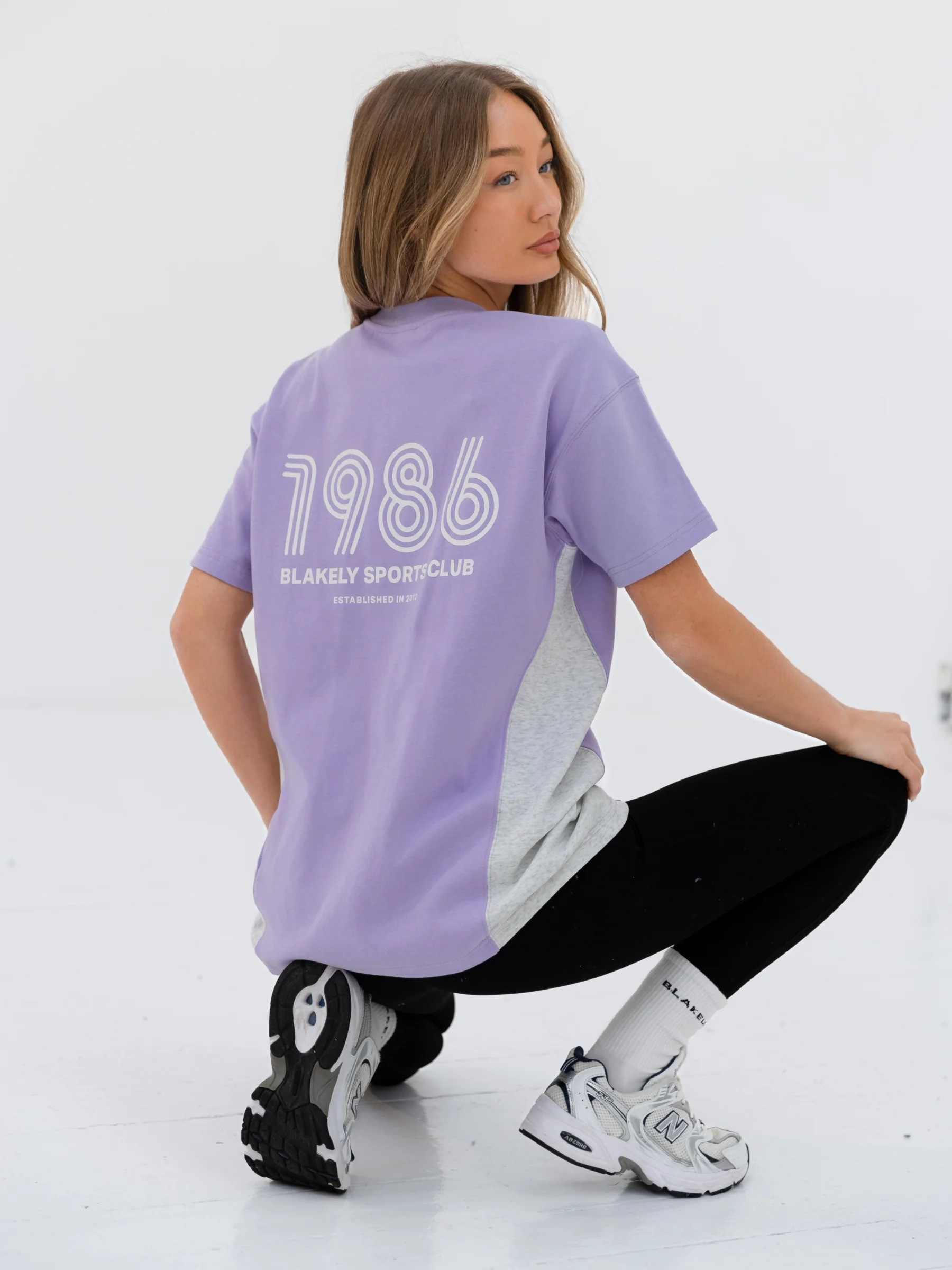 Panel Oversized T-Shirt - Violet - Prinboxs