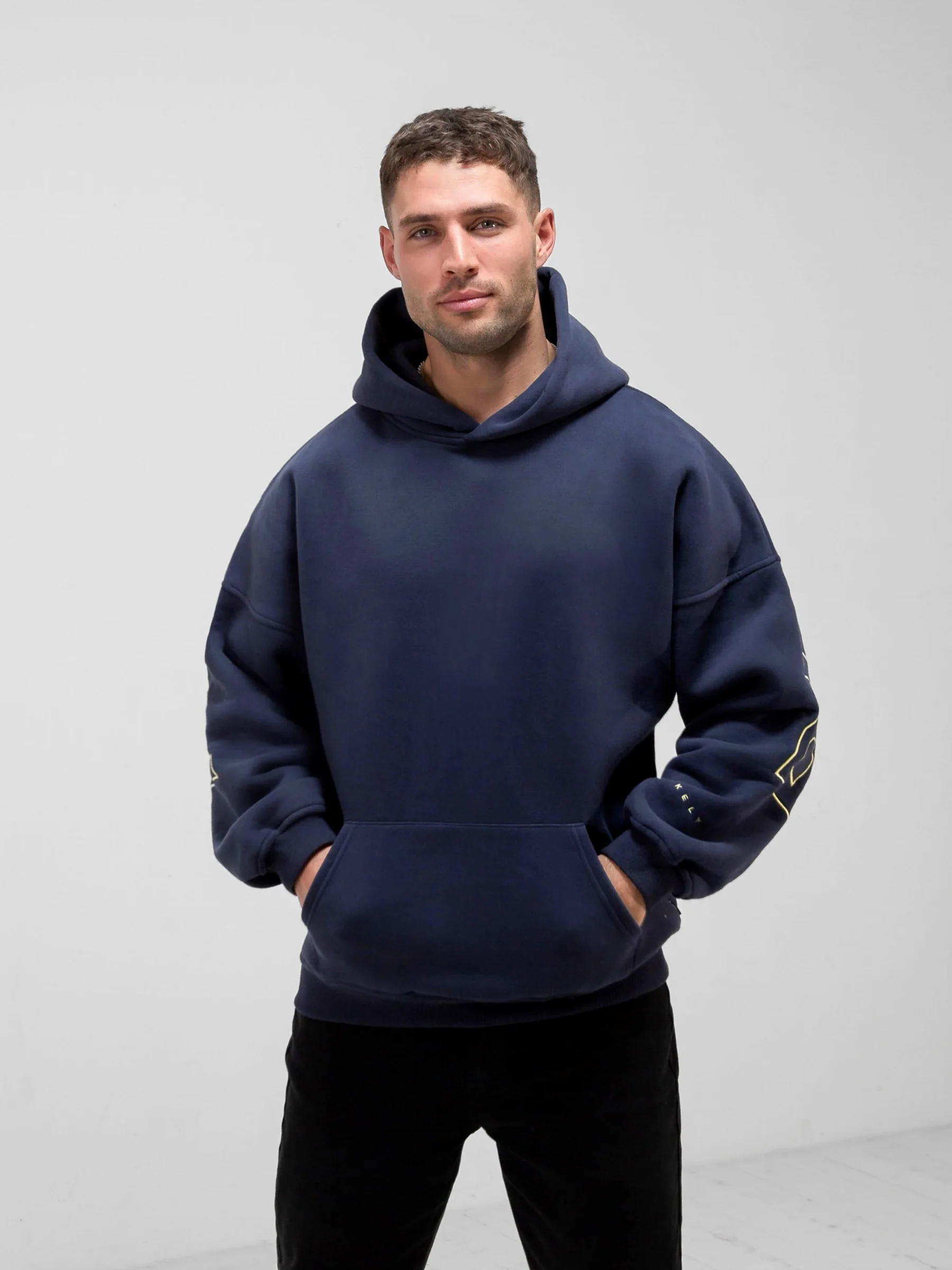 Embroidered Idris Oversized Hoodie - Yellow - Prinboxs