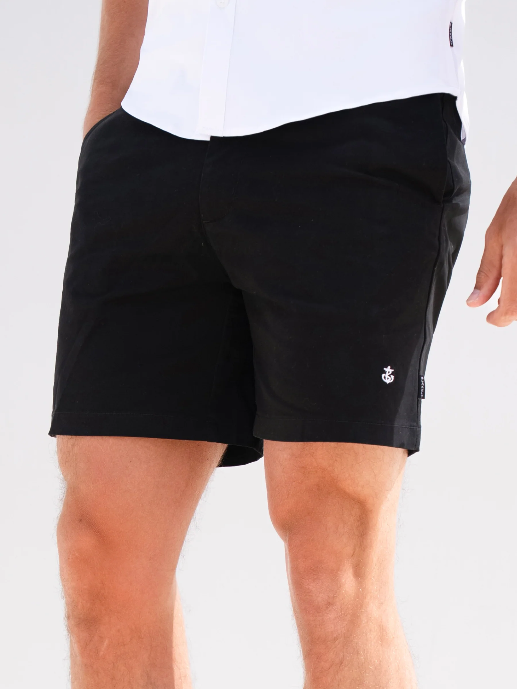 Stretch Chino Shorts - Black - Prinboxs