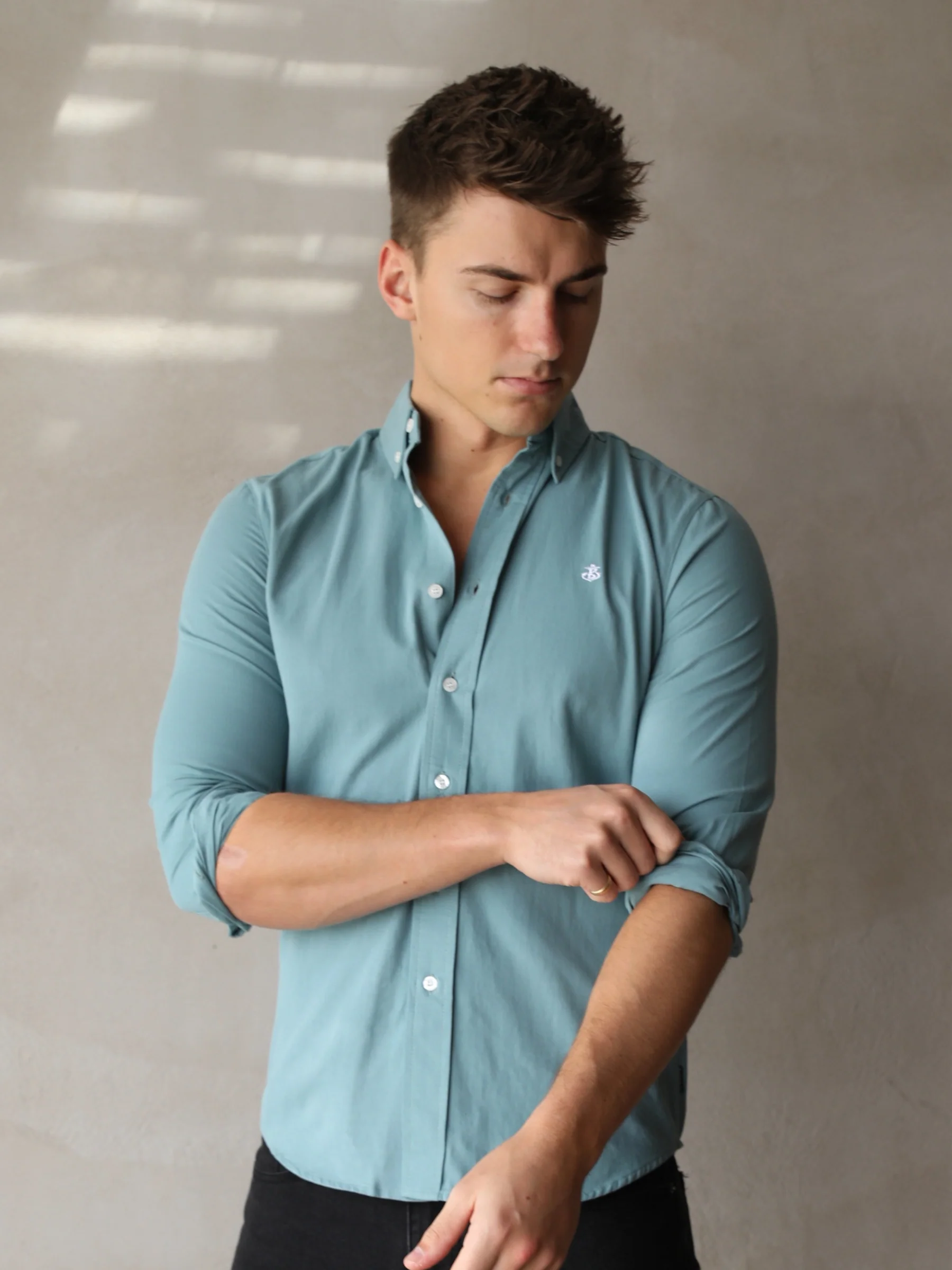 Carson Slim Fit Shirt - Sea Green - Prinboxs