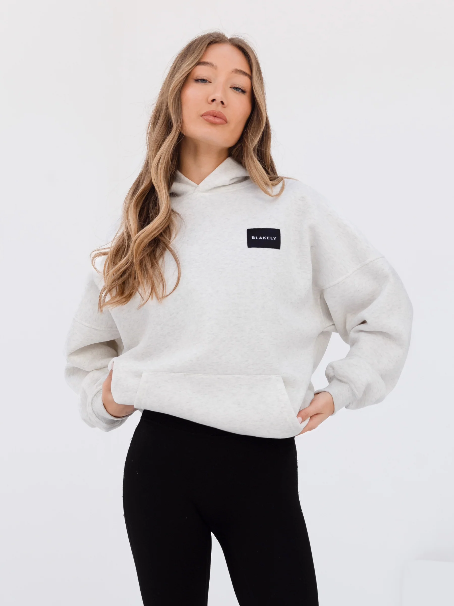 Label Oversized Hoodie - Marl White - Prinboxs