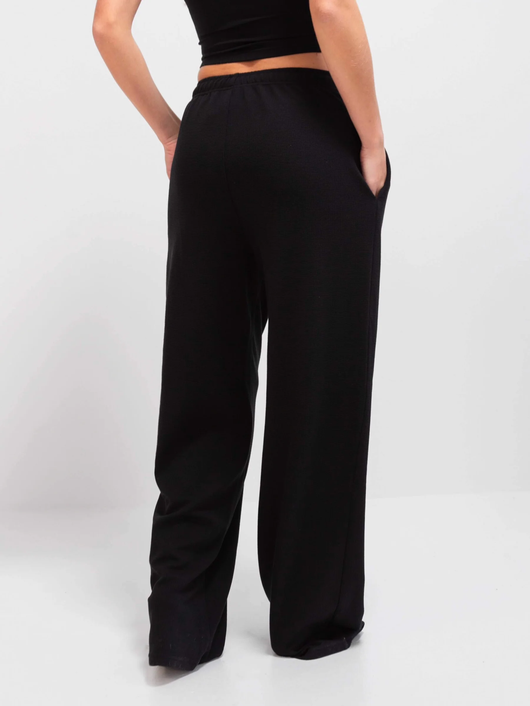 Soft Waffle Trousers - Black - Prinboxs