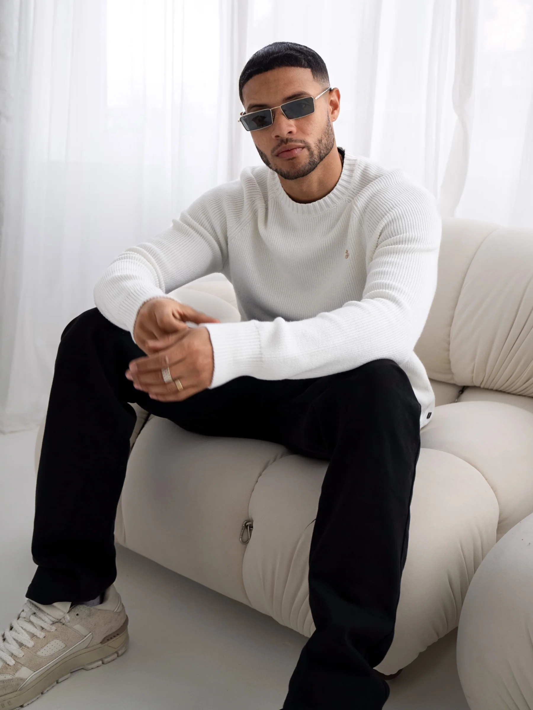 Olton Knit Jumper - White - Prinboxs