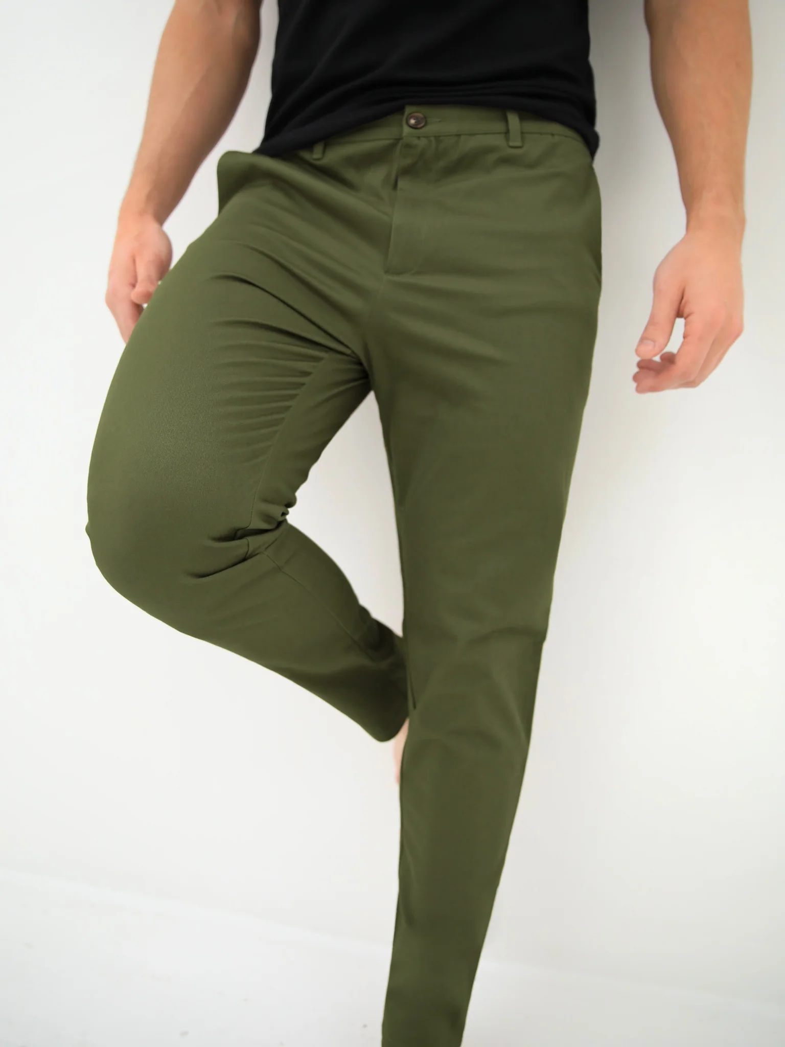 Sloane Slim Fit Tailored Chinos - Khaki Green - Prinboxs