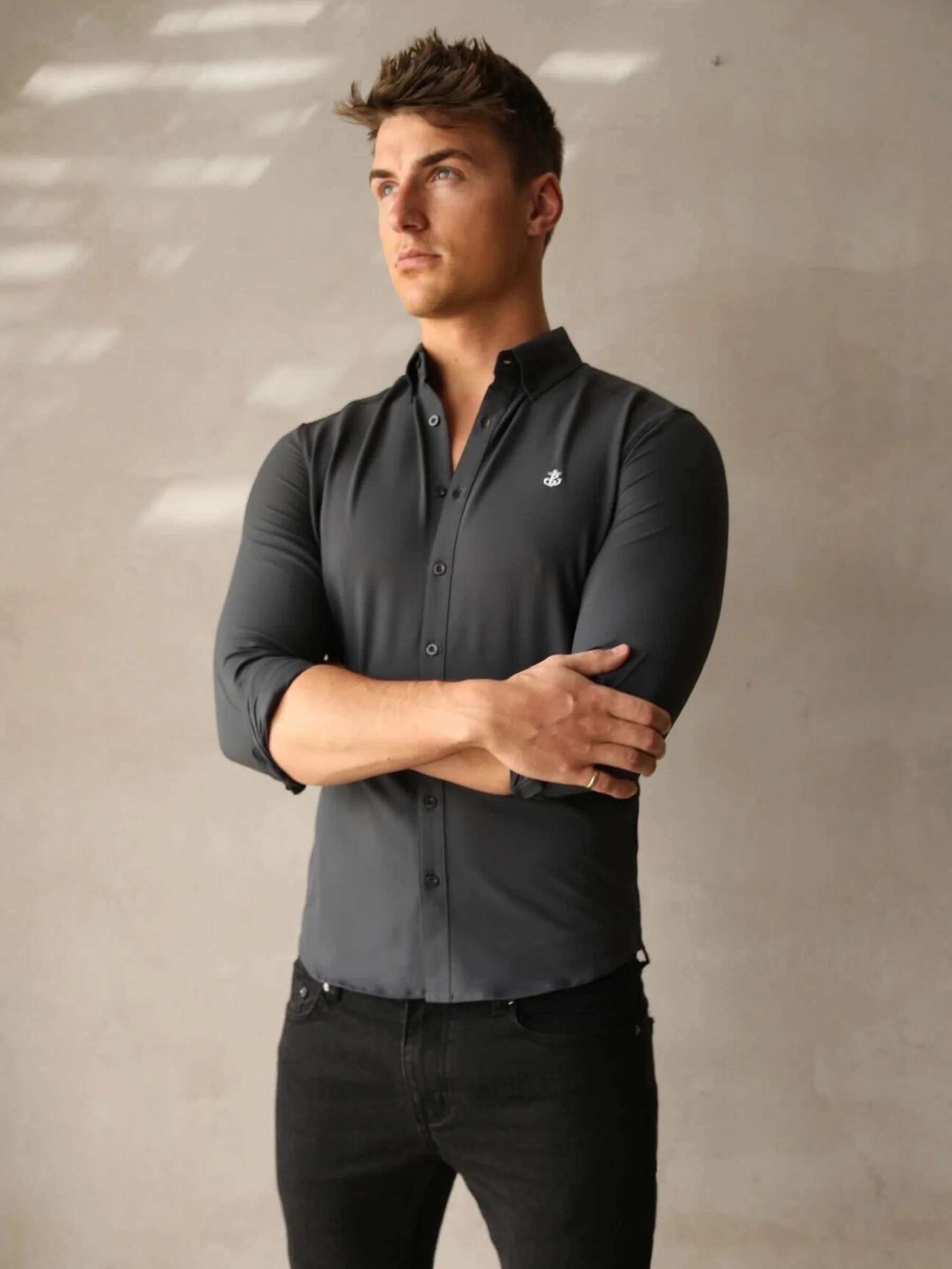 Carter Long Sleeve Shirt - Petrol Blue - Prinboxs