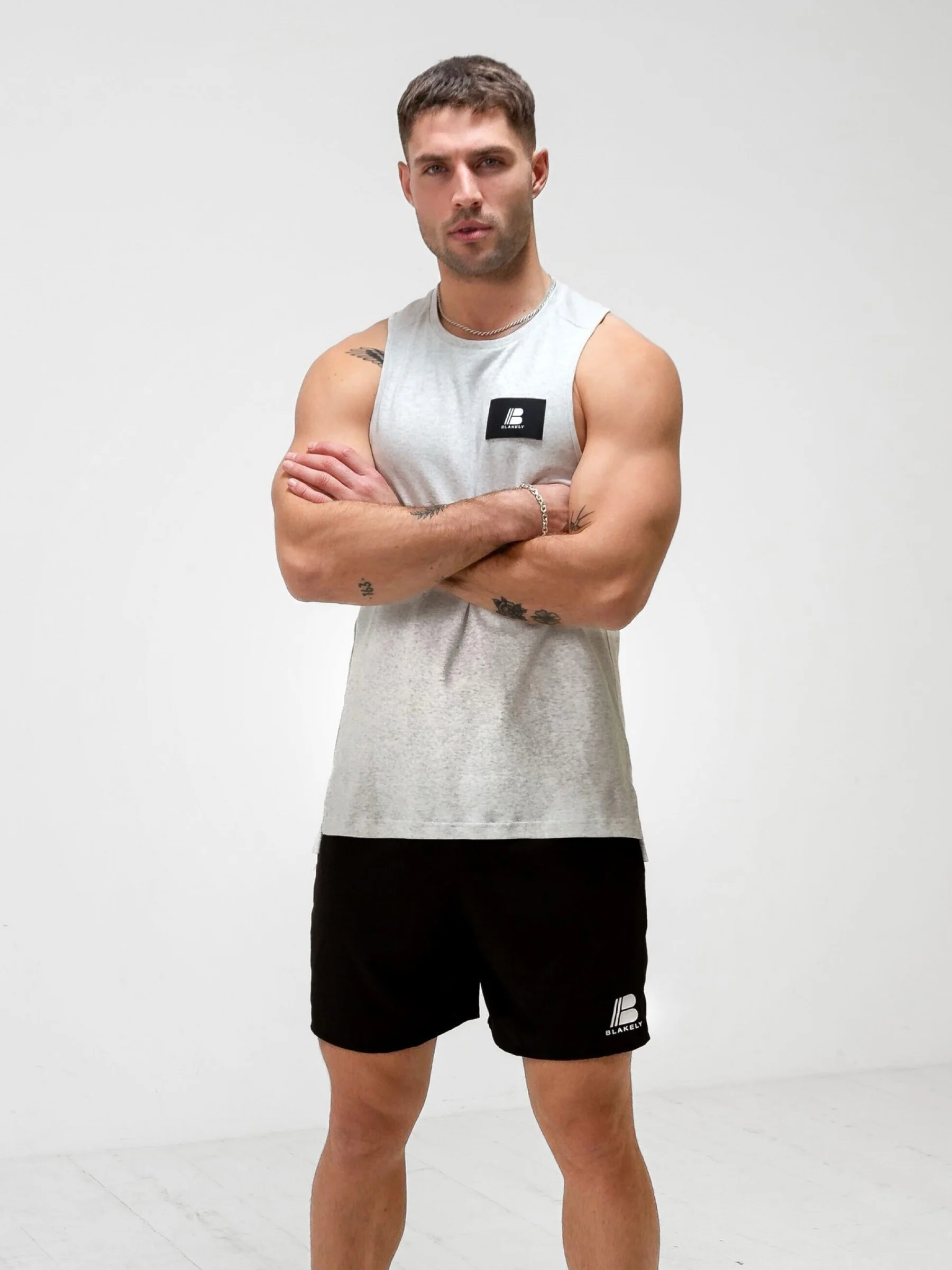Apex Label Sleeveless Vest - Marl White - Prinboxs