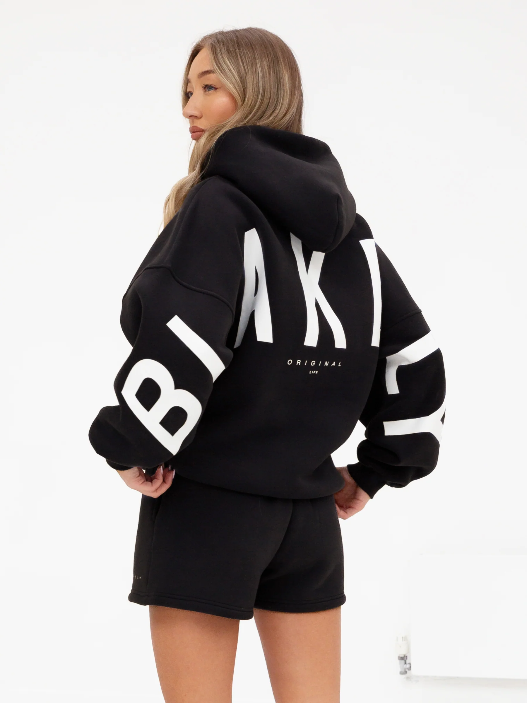 Isabel Hoodie & Jogger Shorts Set - Black - Prinboxs