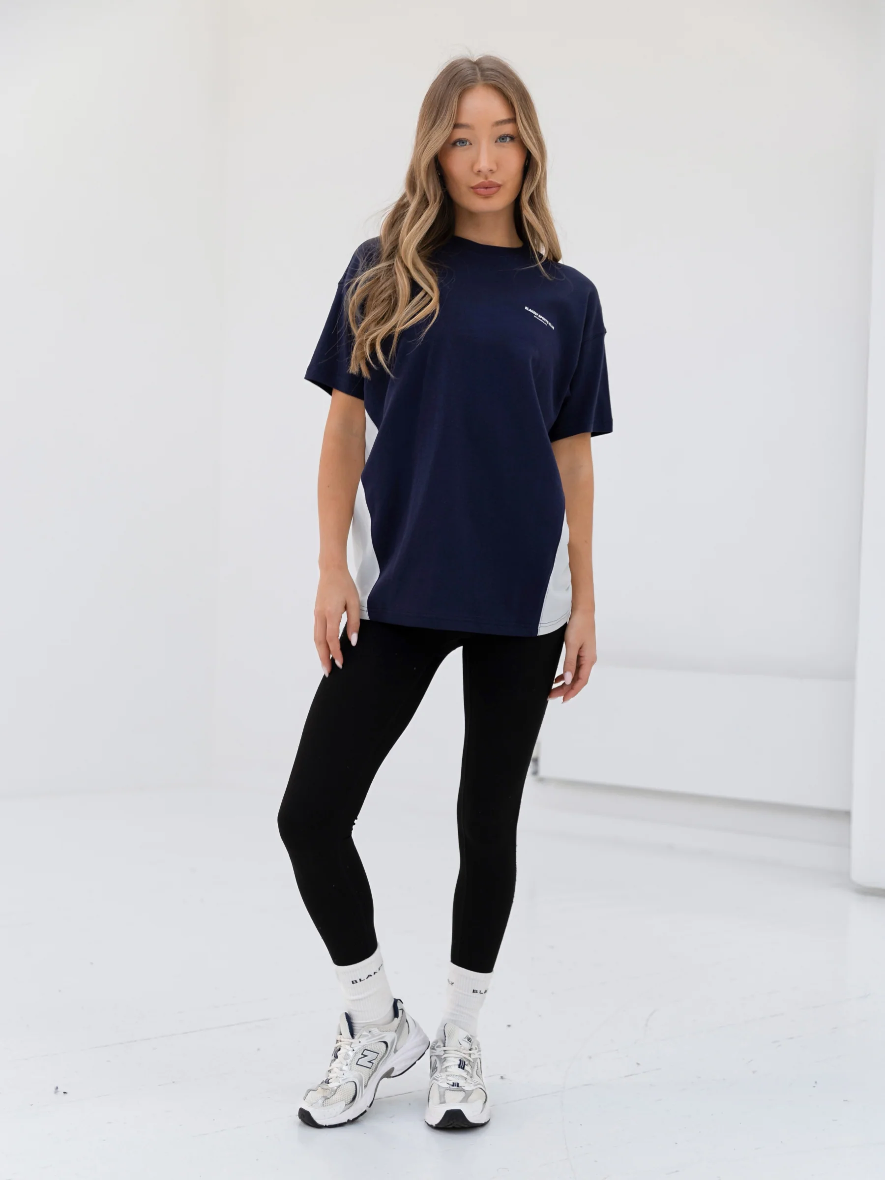 Panel Oversized T-Shirt - True Navy - Prinboxs