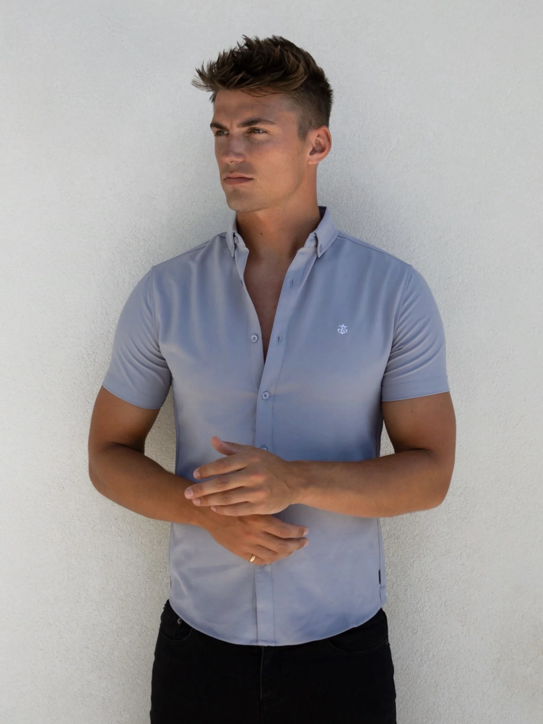 Navarra Short Sleeve Shirt - Pale Lilac - Prinboxs