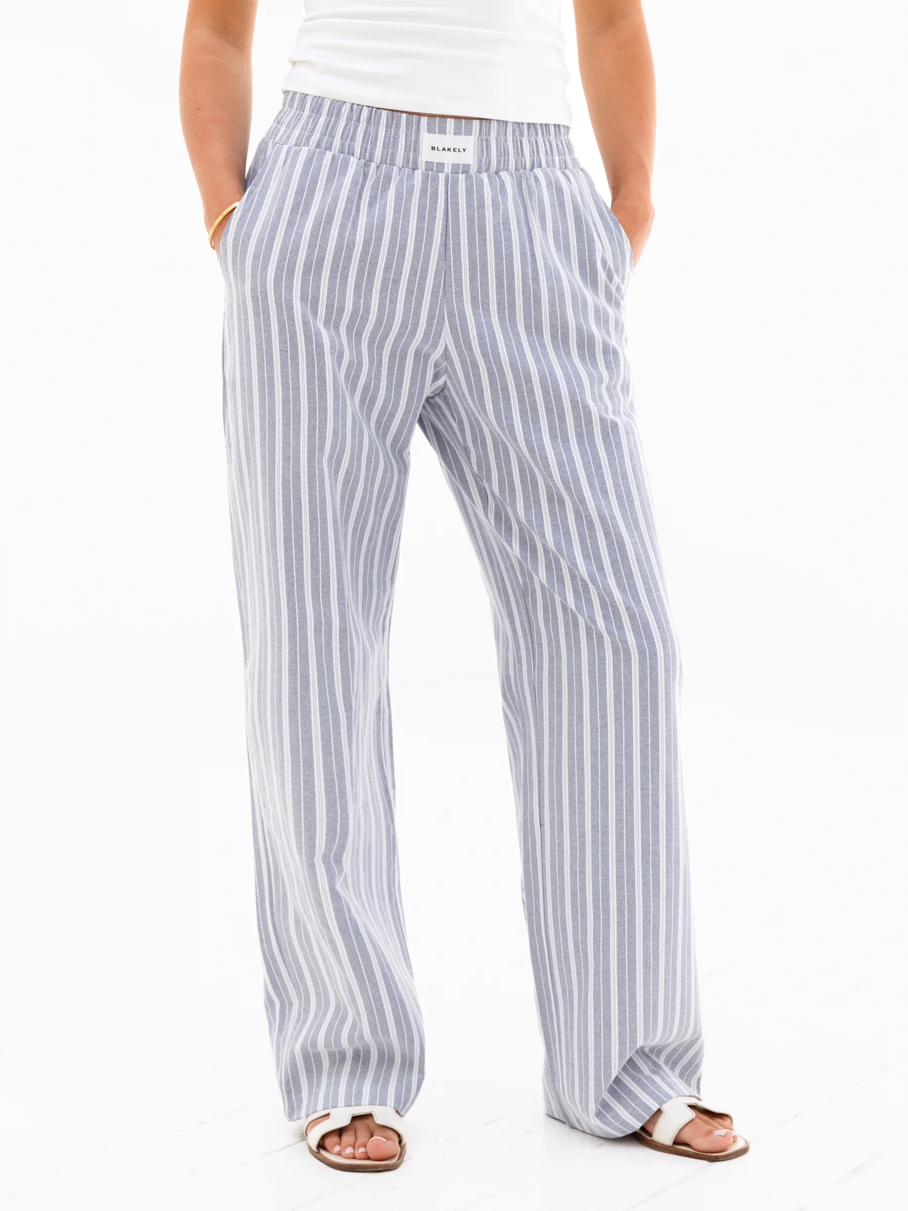 Elena Stripe Trousers - Blue - Prinboxs