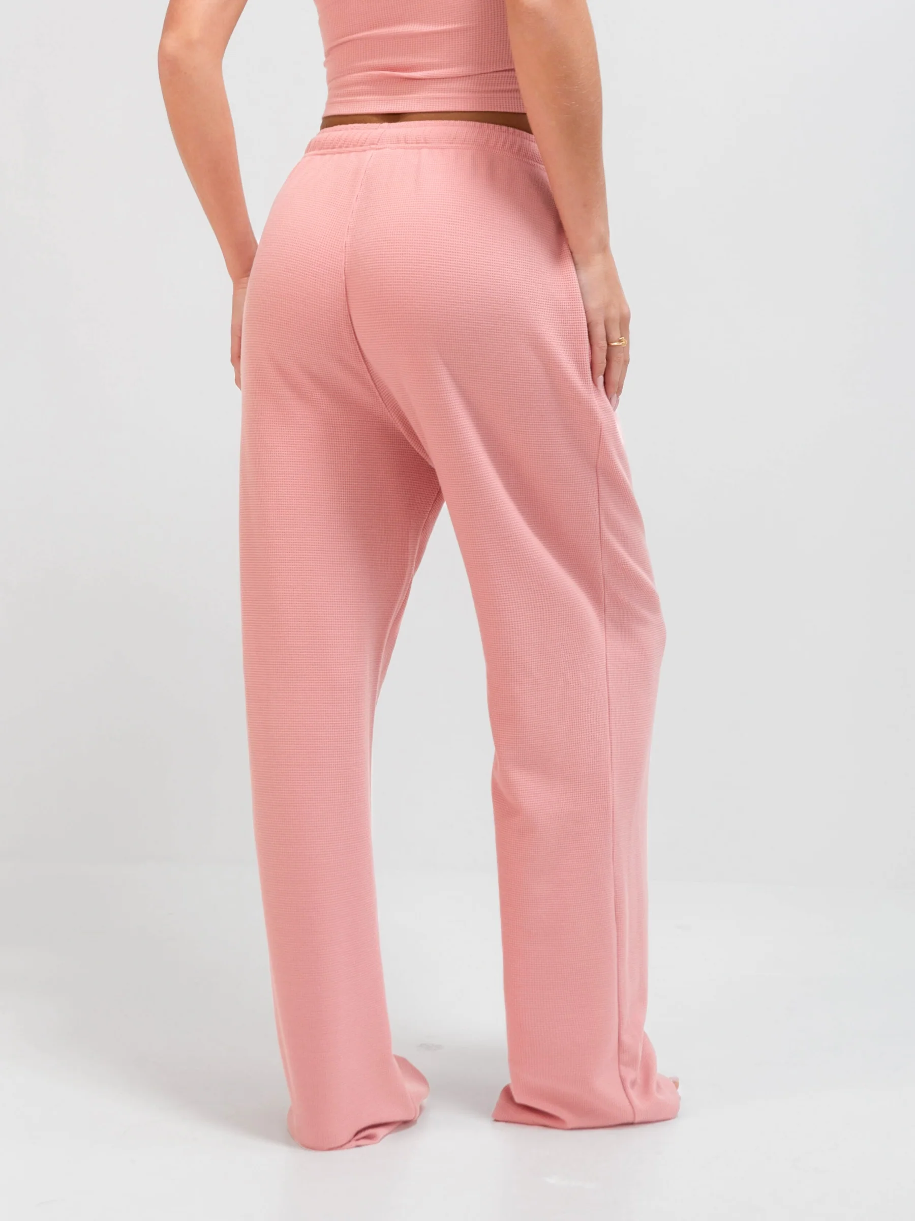 Soft Waffle Trousers - Rose Pink - Prinboxs