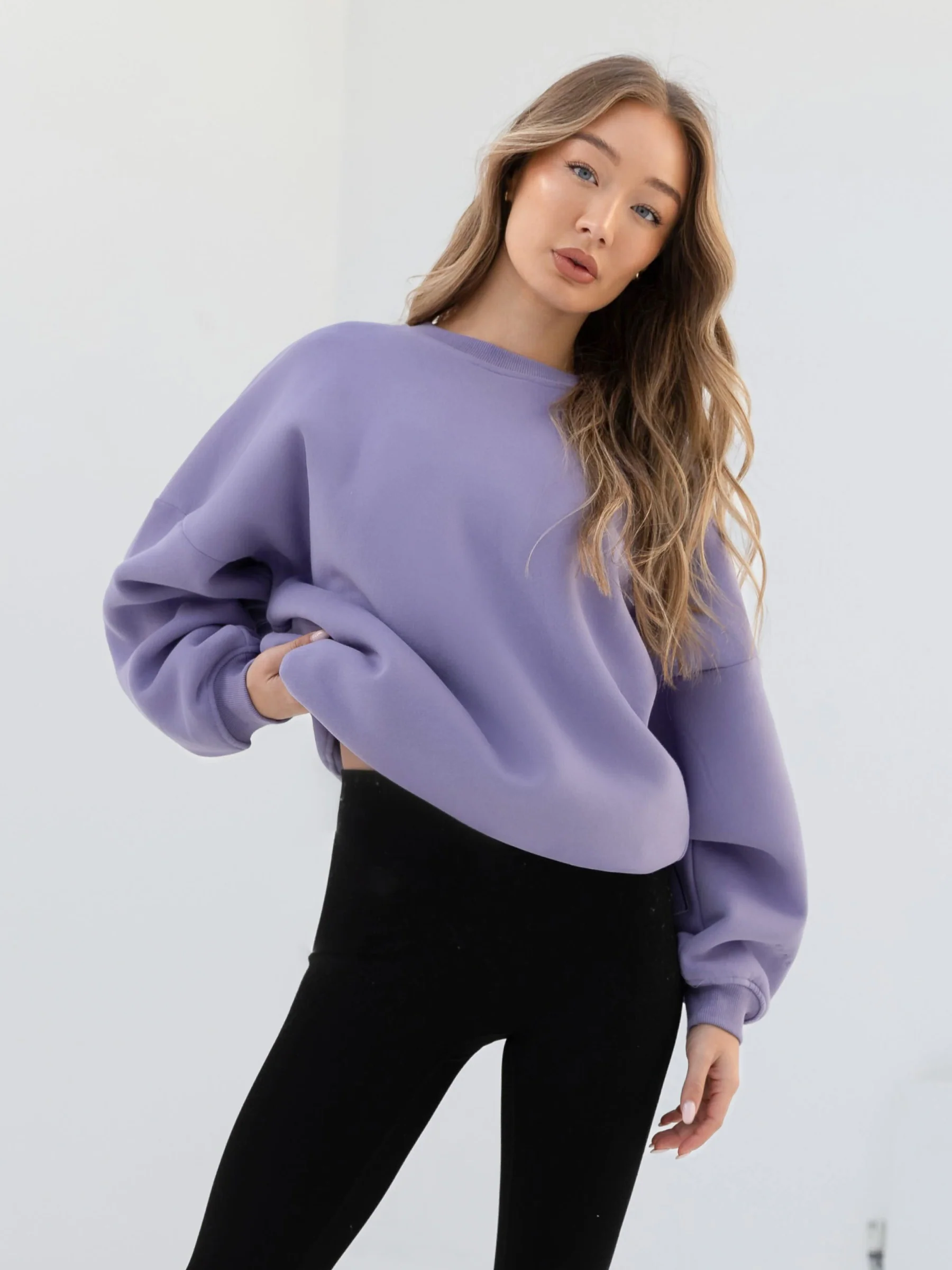 Embroidered Isabel Oversized Jumper - Lilac - Prinboxs