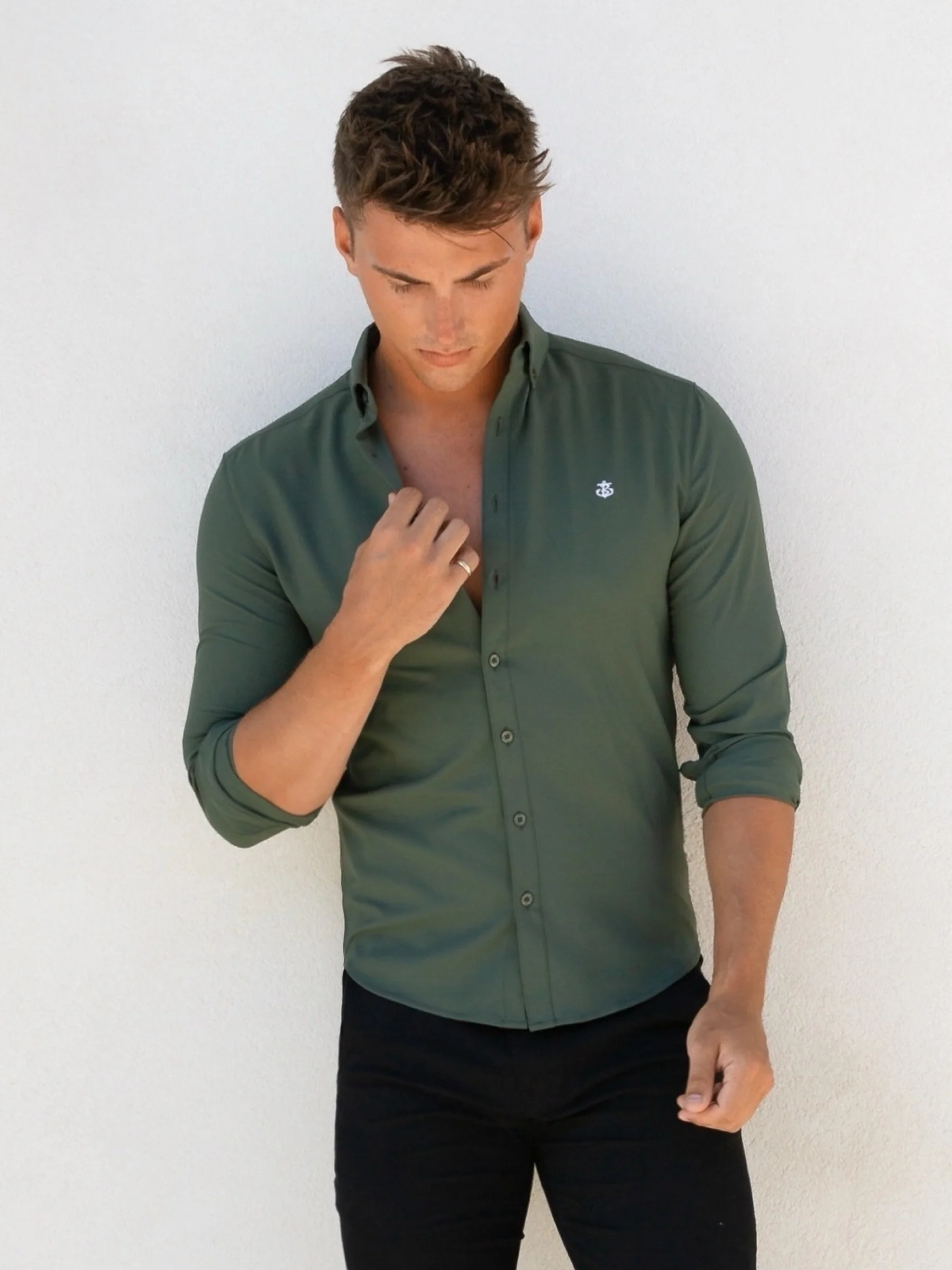 Ronan Long Sleeve Shirt - Green - Prinboxs