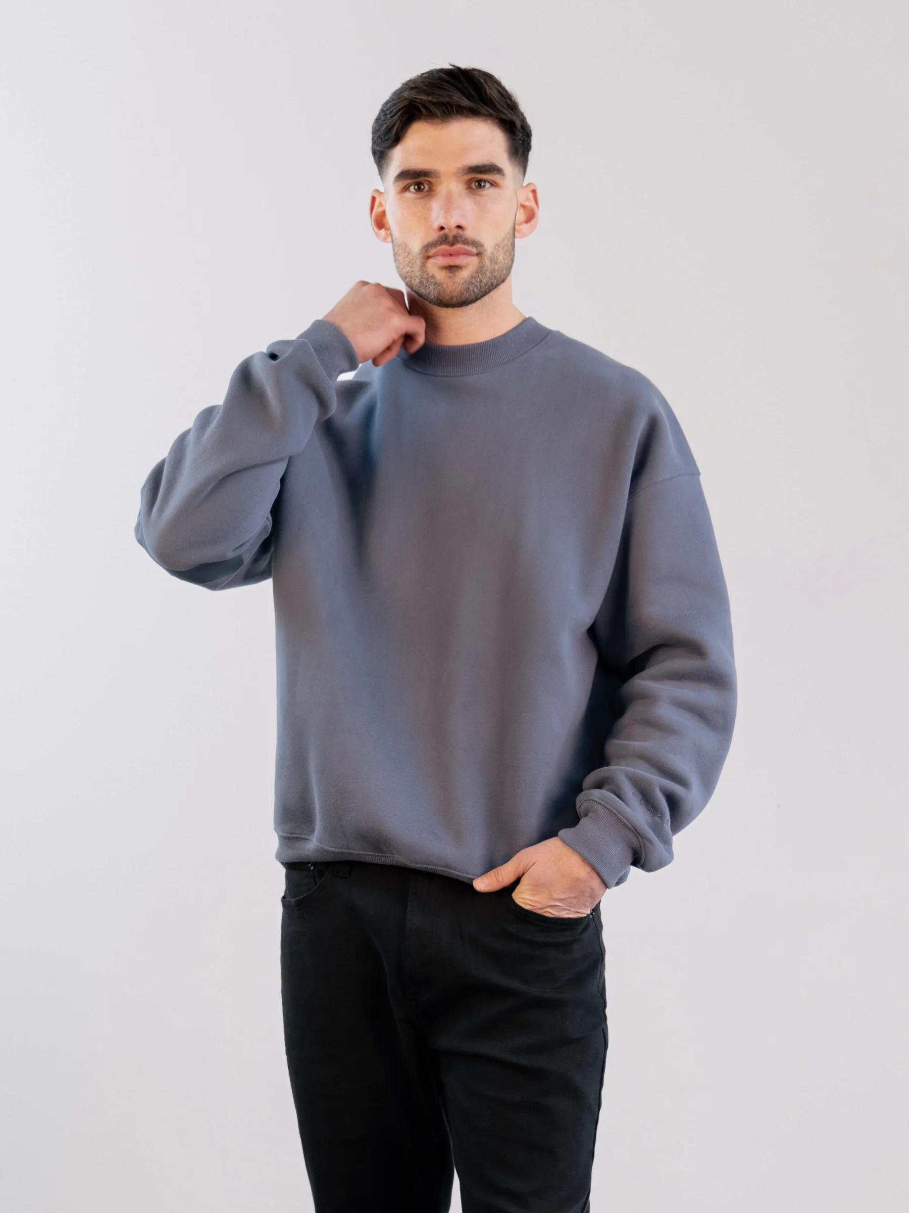 Tonal Idris Oversized Jumper - Blue - Prinboxs