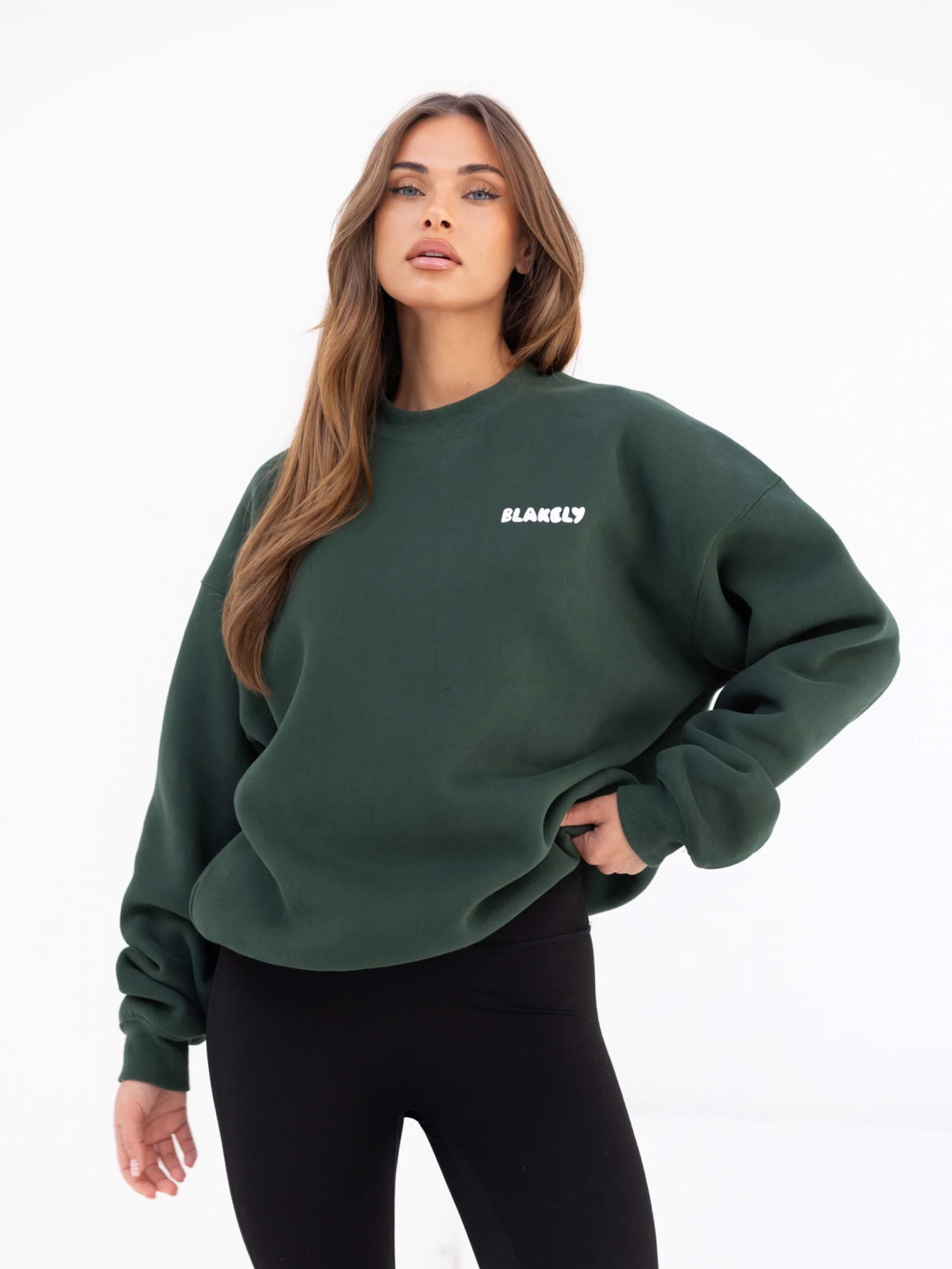Cloud Print Oversized Jumper - Forest Green - Prinboxs