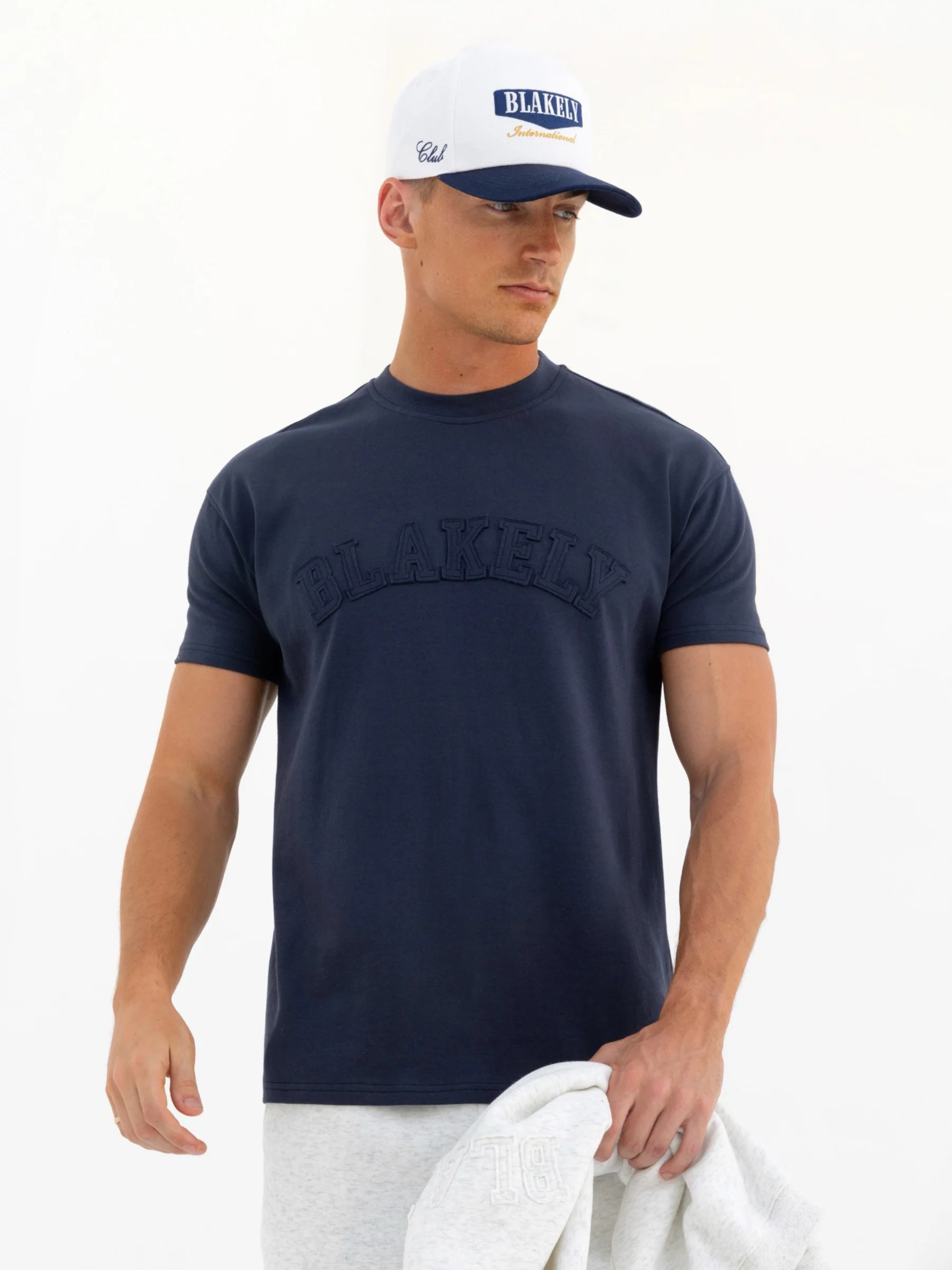 Tonal Varsity Relaxed T-Shirt - True Navy - Prinboxs