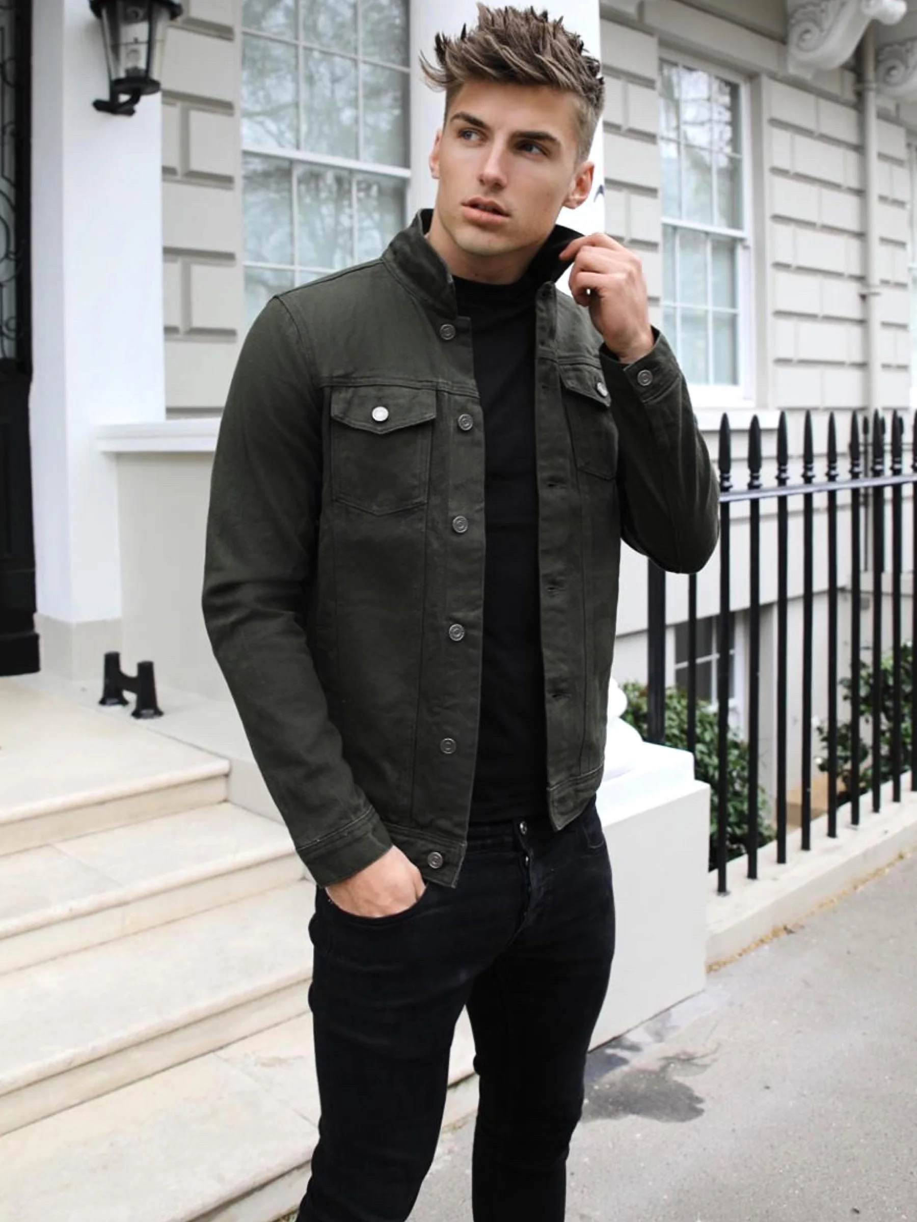 Alberta Denim Jacket - Khaki Green - Prinboxs