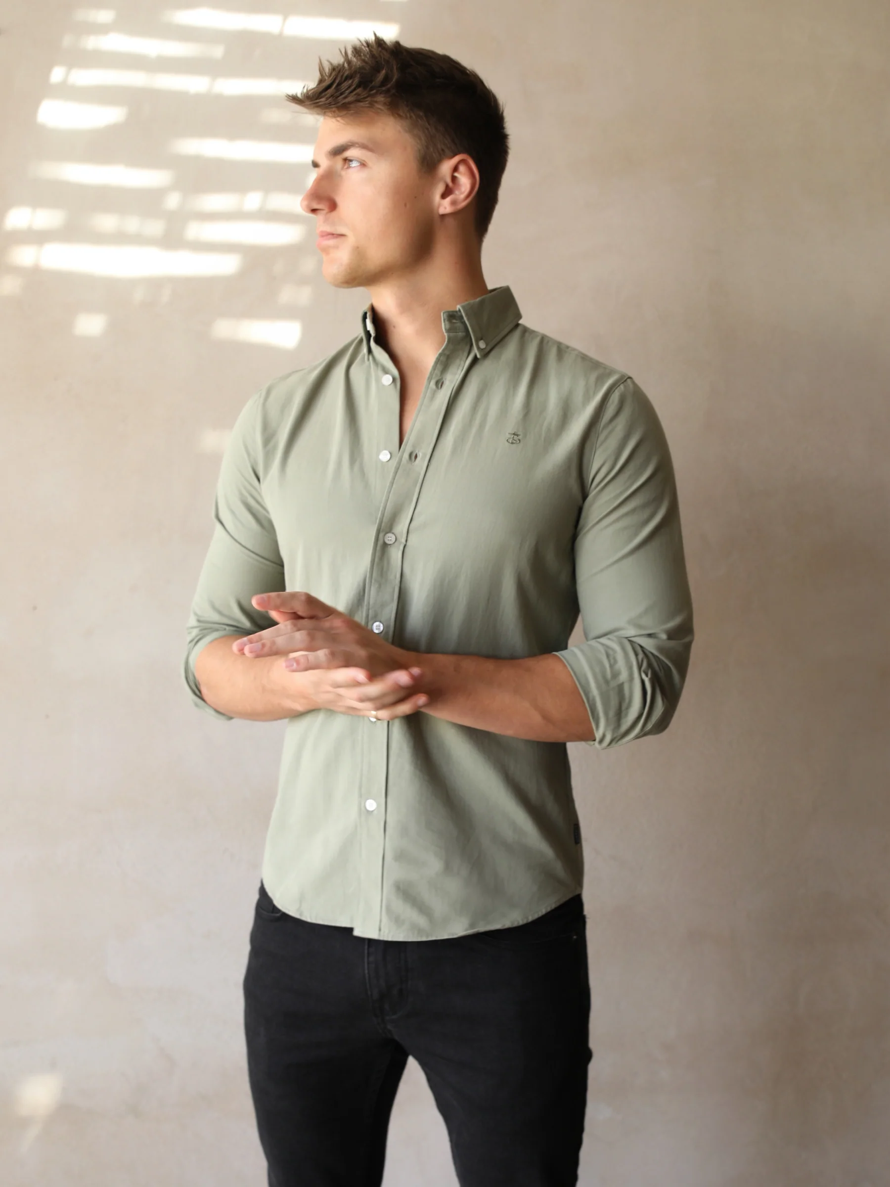 Sedona Slim Fit Shirt - Khaki Green - Prinboxs