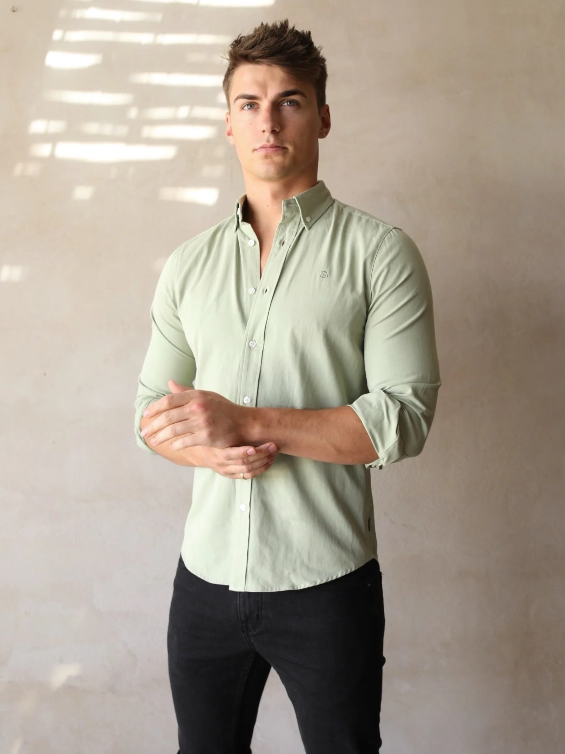 Sedona Slim Fit Shirt - Sage Green - Prinboxs
