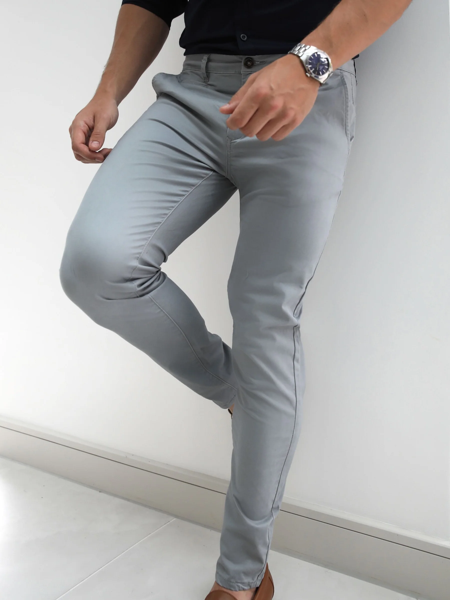 Stretch Chinos - Light Grey - Prinboxs