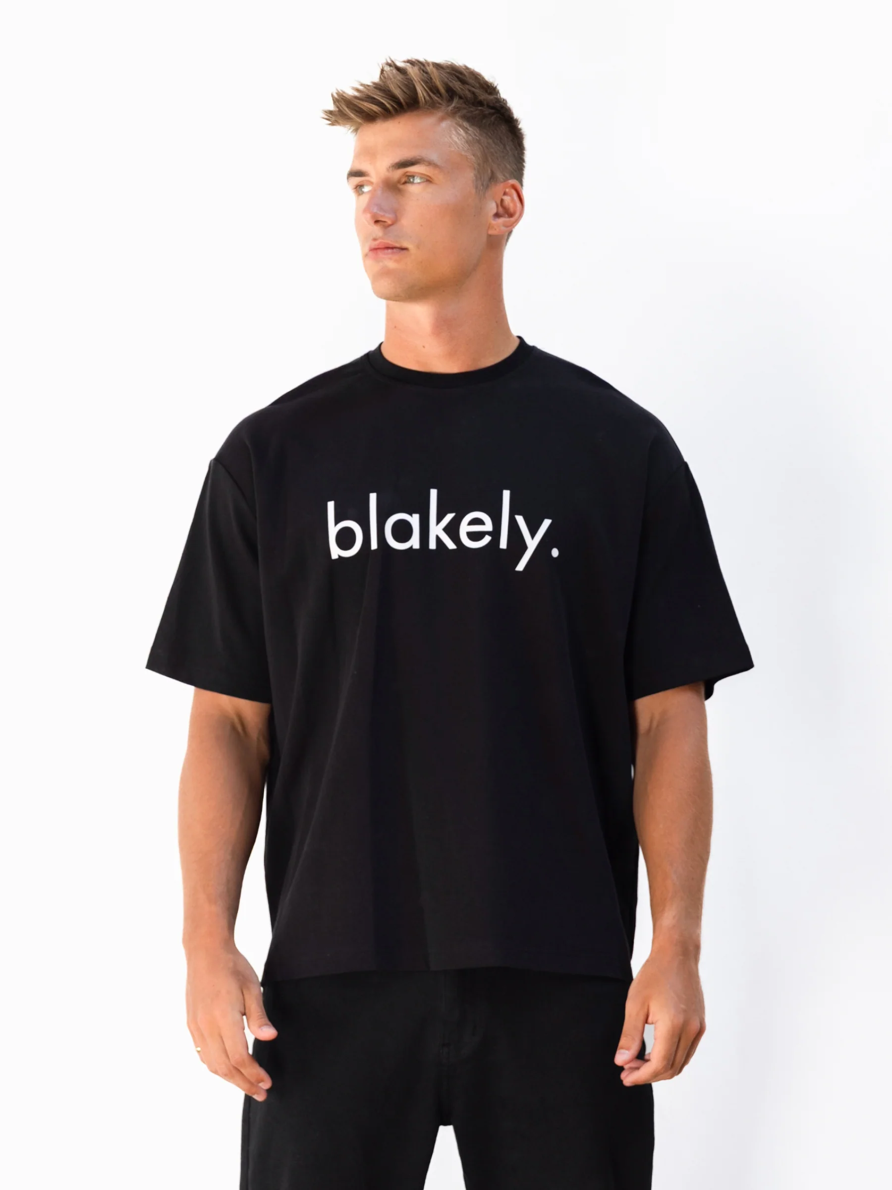 Logo Unfitted T-Shirt - Black - Prinboxs