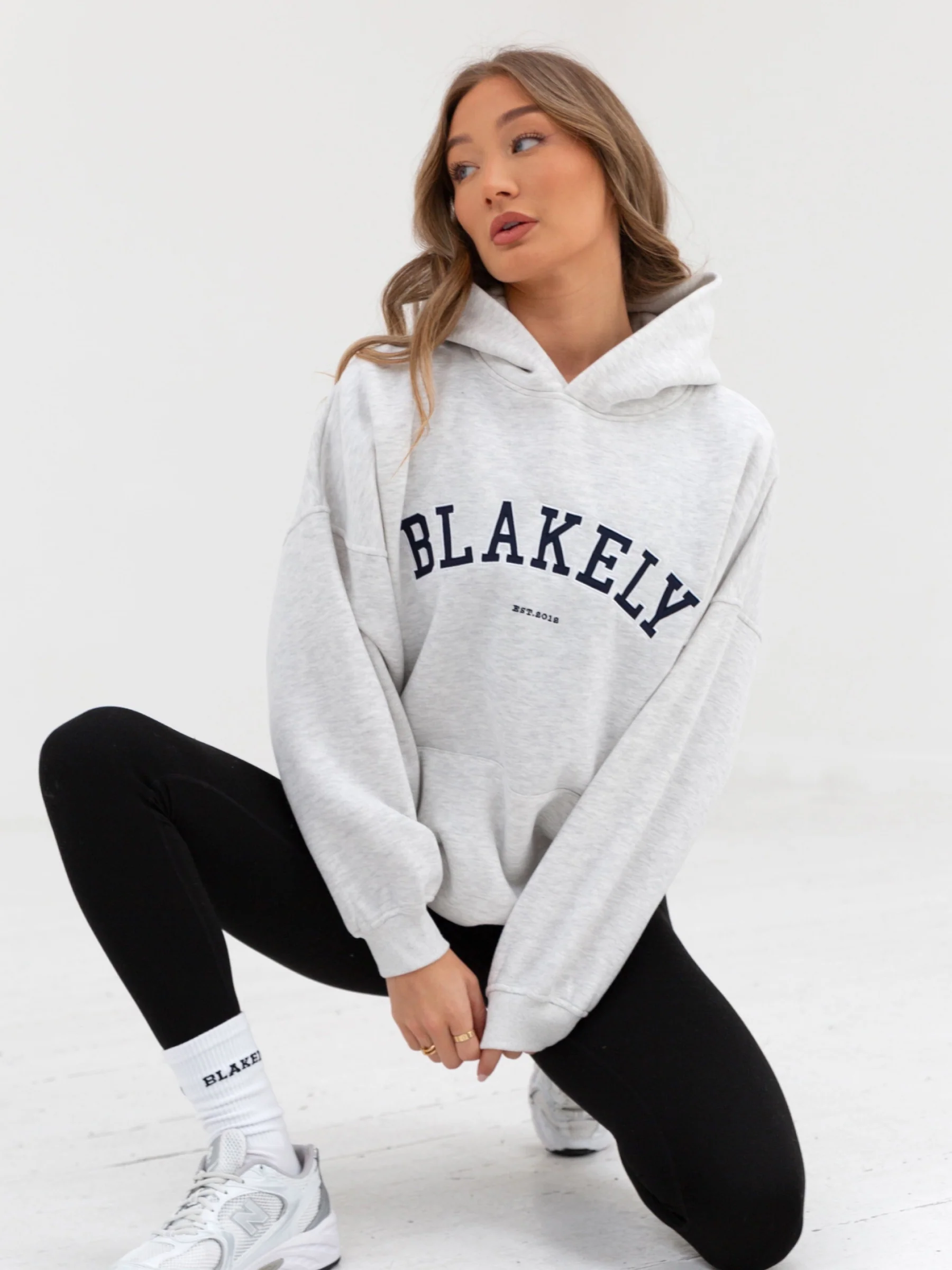 Varsity Oversized Hoodie - Marl White - Prinboxs