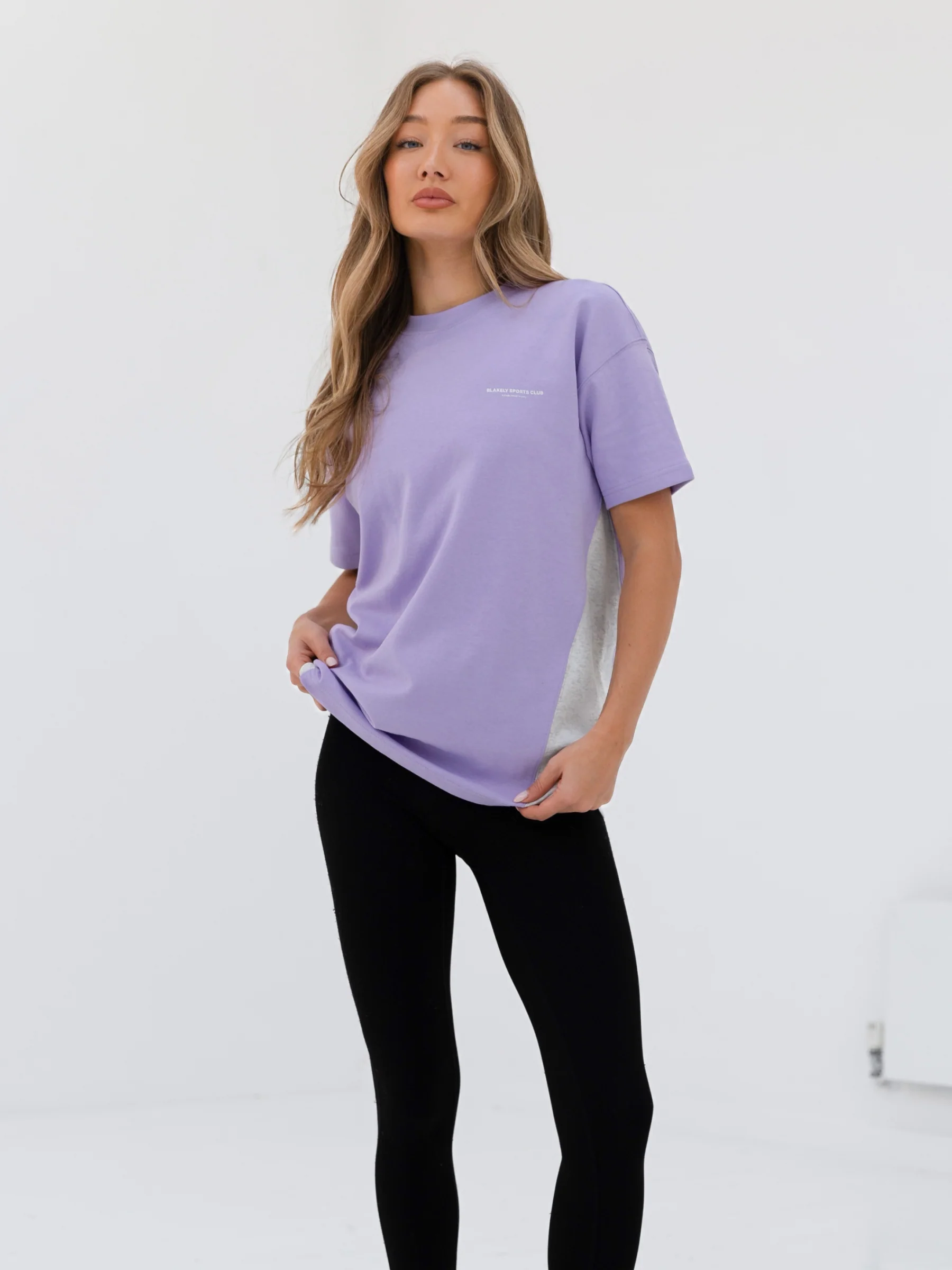 Panel Oversized T-Shirt - Violet - Prinboxs