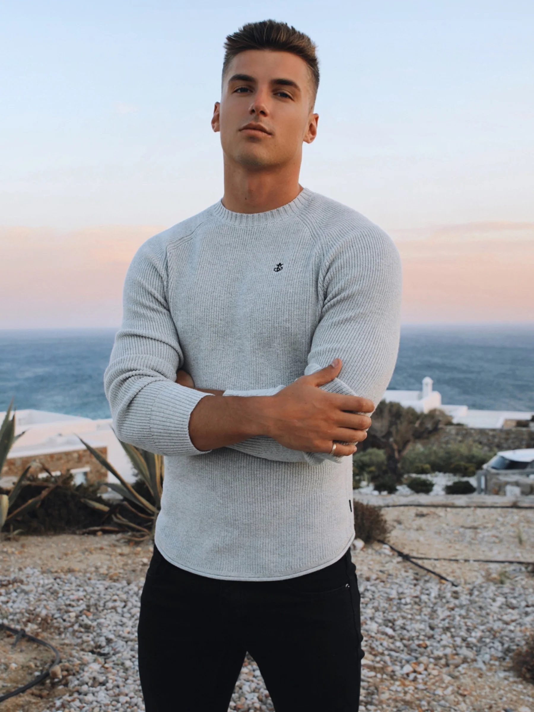 Olton Knit Jumper - Marl White - Prinboxs