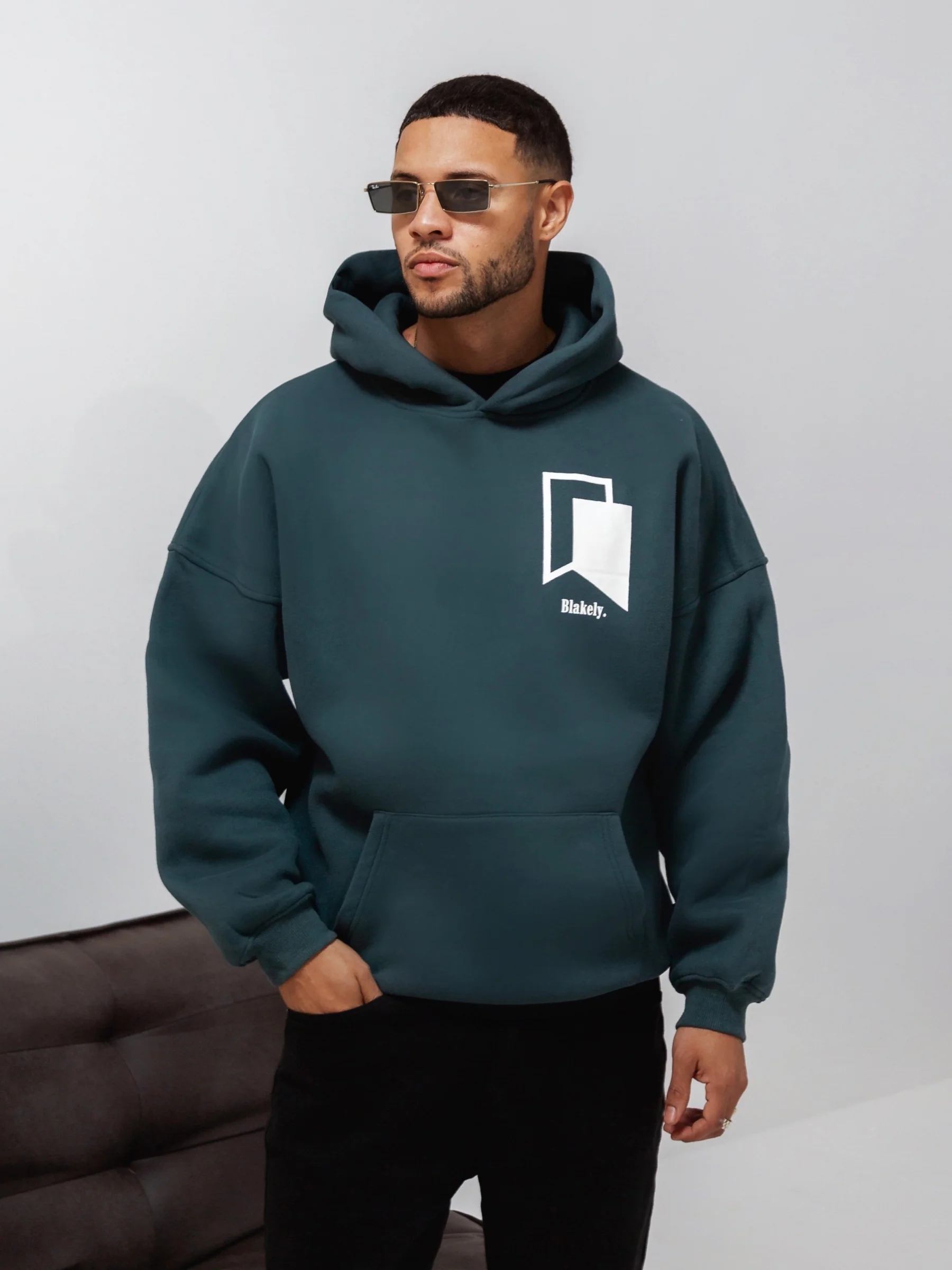 Revolve Relaxed Hoodie - Teal Green - Prinboxs