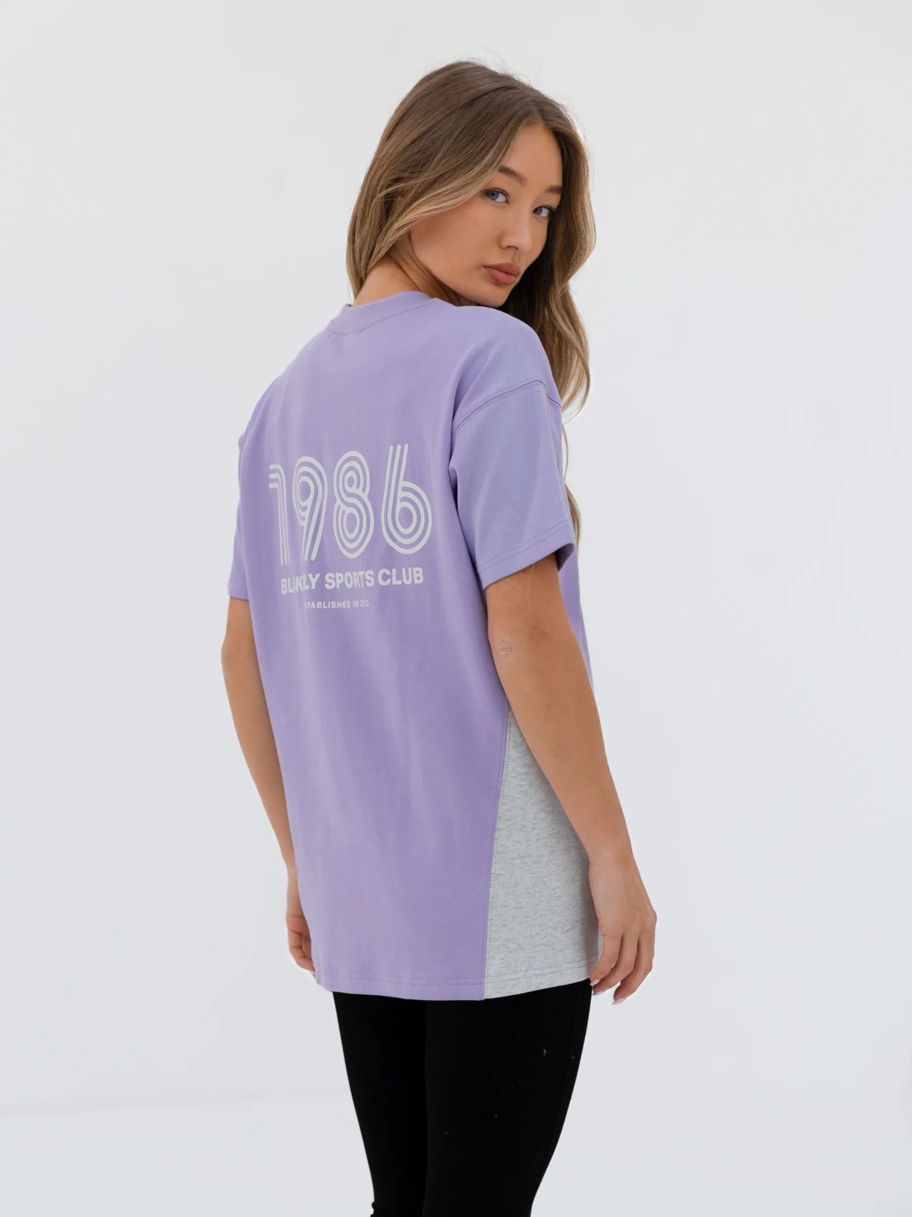 Panel Oversized T-Shirt - Violet - Prinboxs