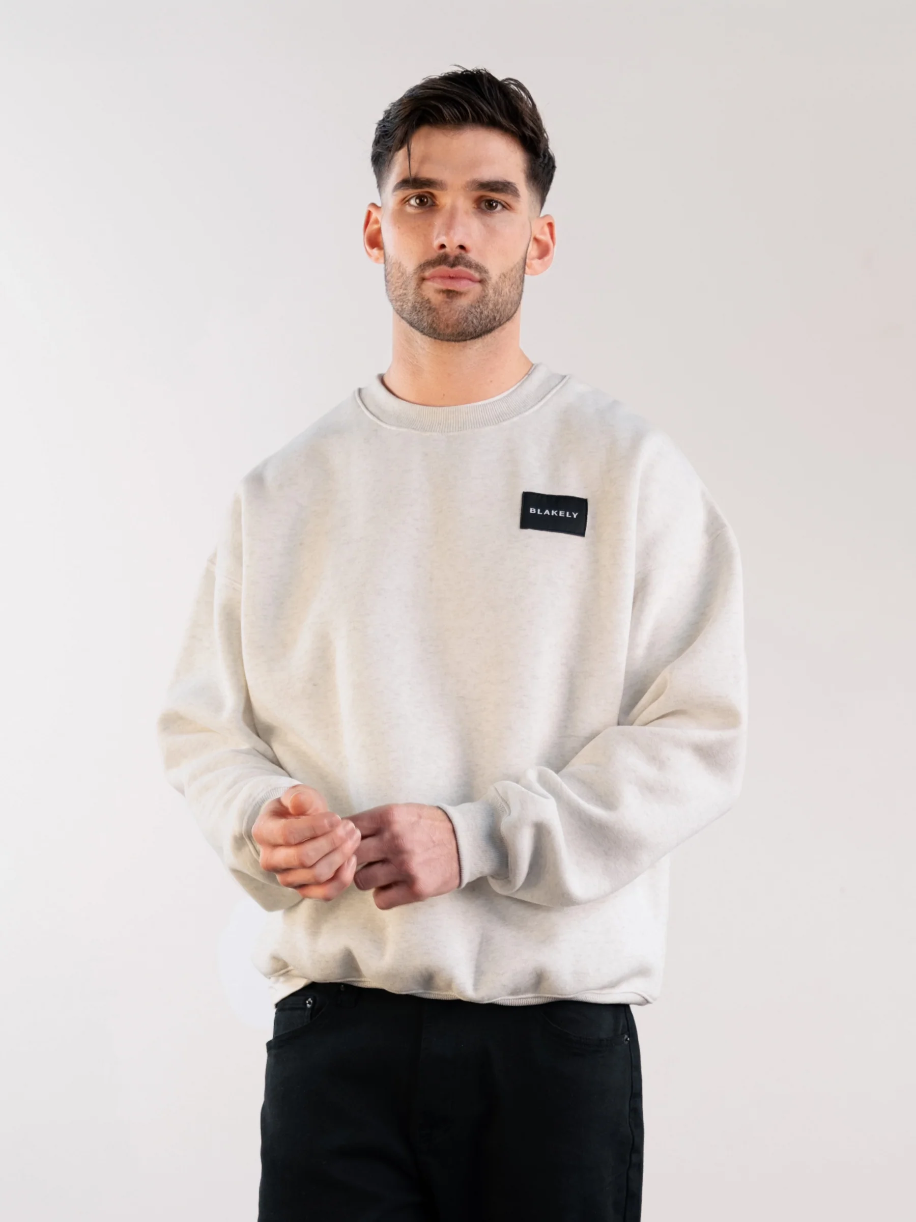 Label Relaxed Jumper - Marl White - Prinboxs