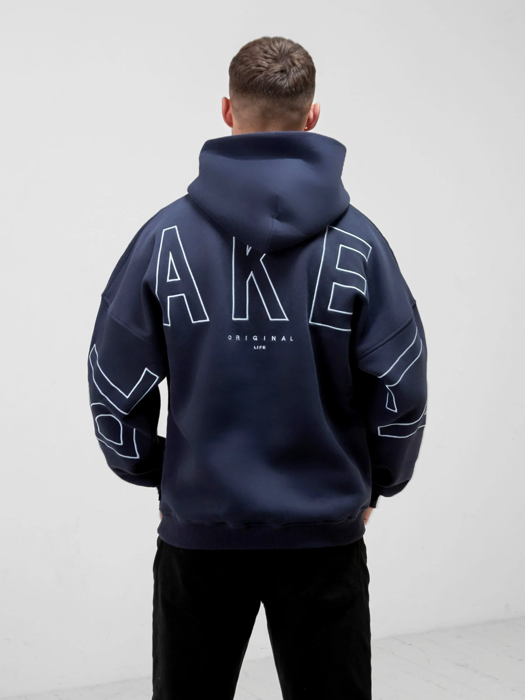Embroidered Idris Oversized Hoodie - Blue - Prinboxs