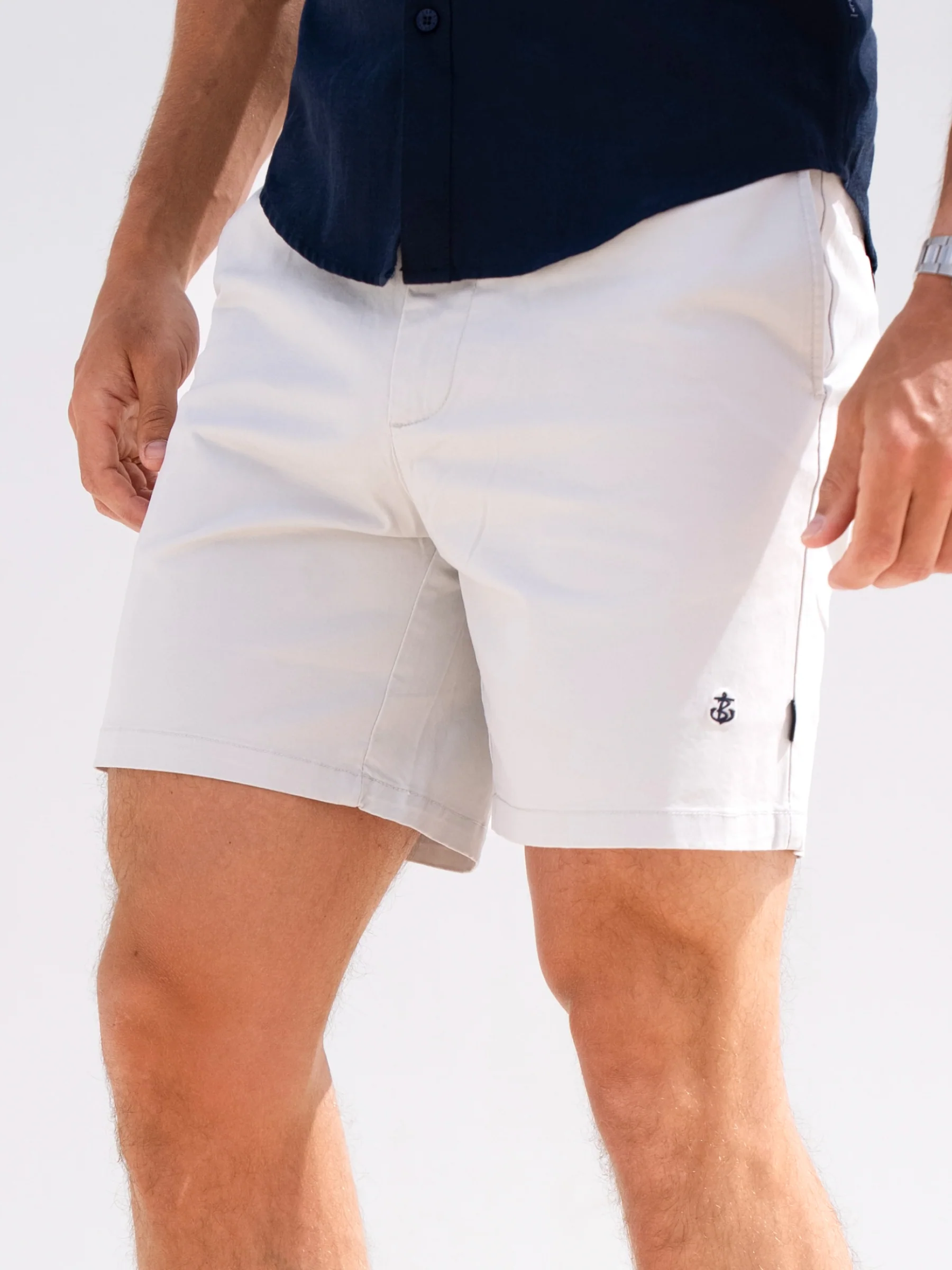 Stretch Chino Shorts - Light Grey - Prinboxs
