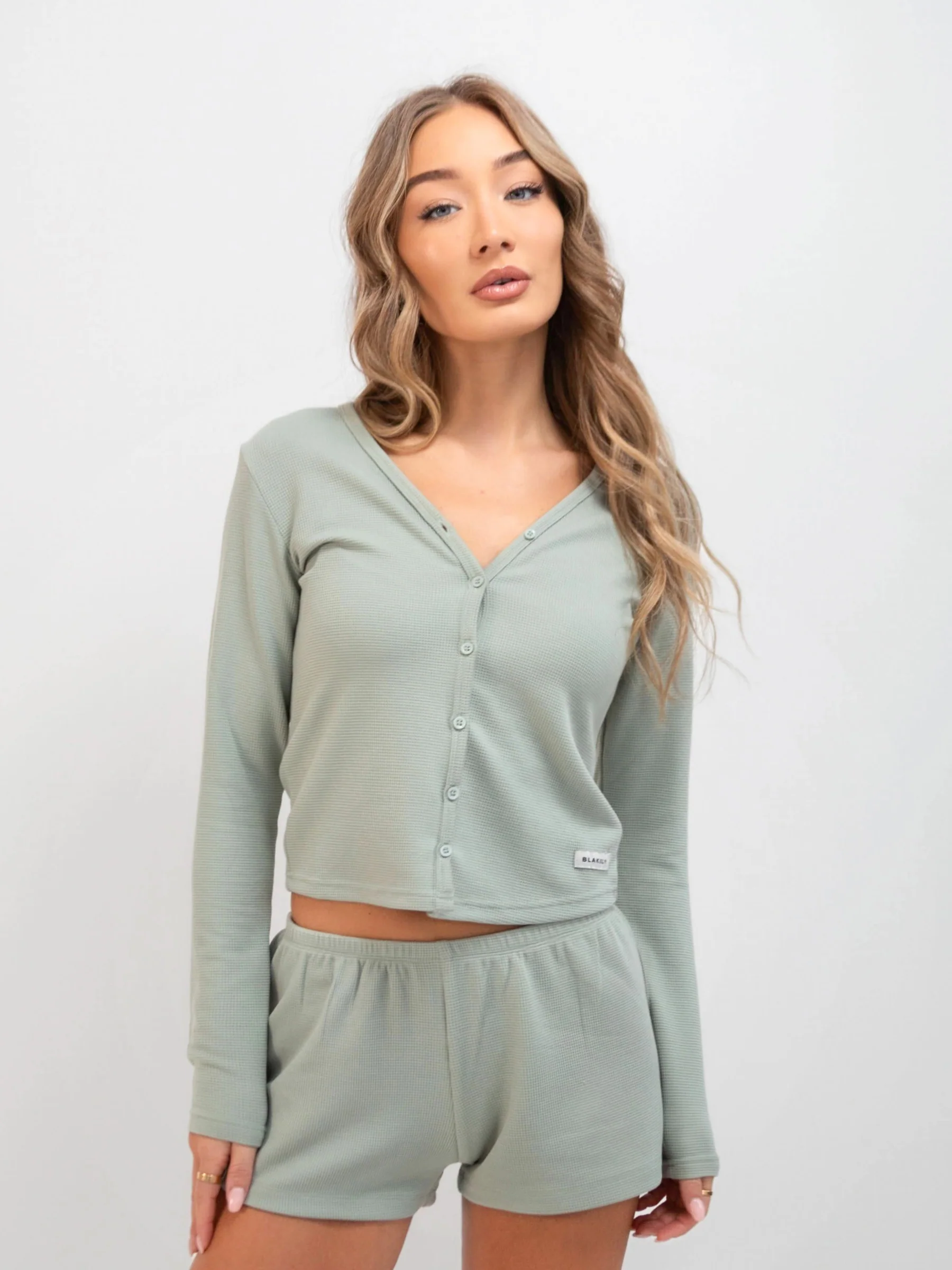 Soft Waffle Cardigan - Sage Green - Prinboxs