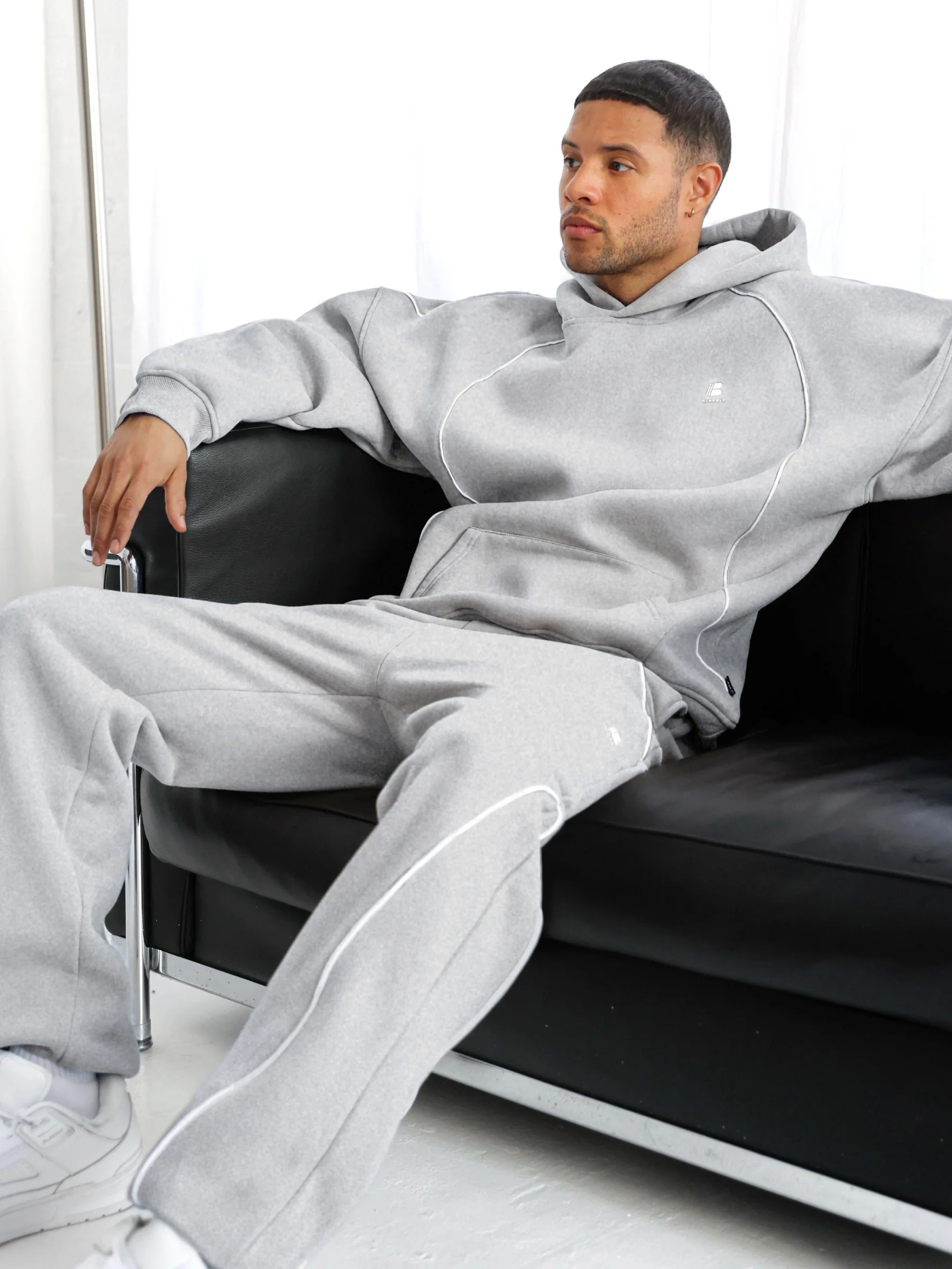 Seam Relaxed Sweatpants - Marl Grey - Prinboxs