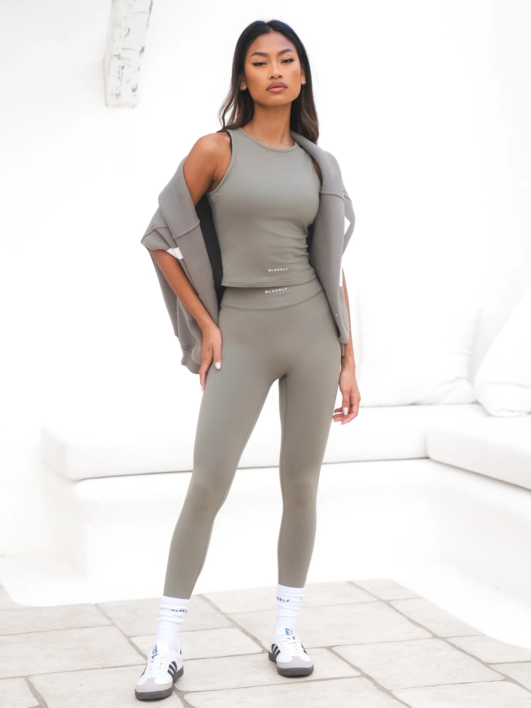 Ultimate Soft Lifestyle Vest & Leggings Set - Safari Green - Prinboxs