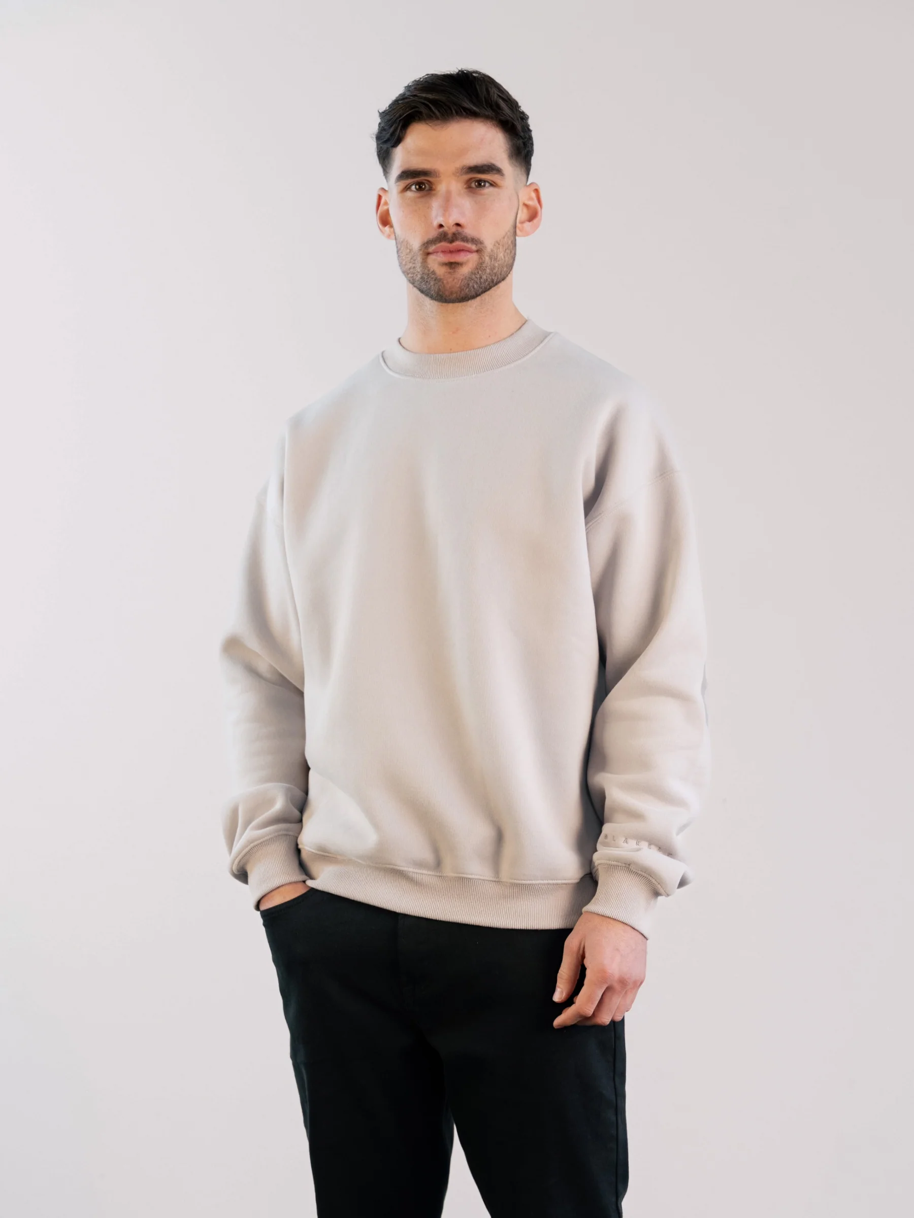 Tonal Idris Oversized Jumper - Stone - Prinboxs