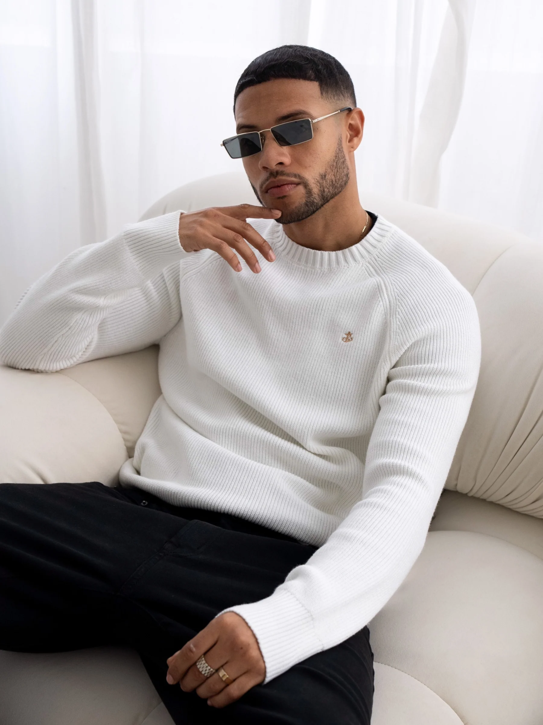 Olton Knit Jumper - White - Prinboxs