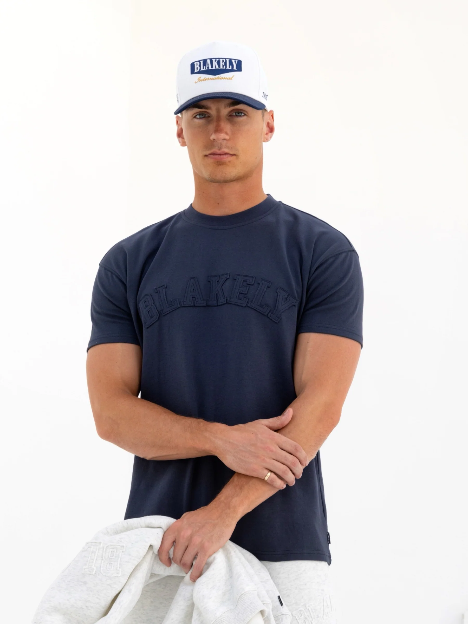 Tonal Varsity Relaxed T-Shirt - True Navy - Prinboxs
