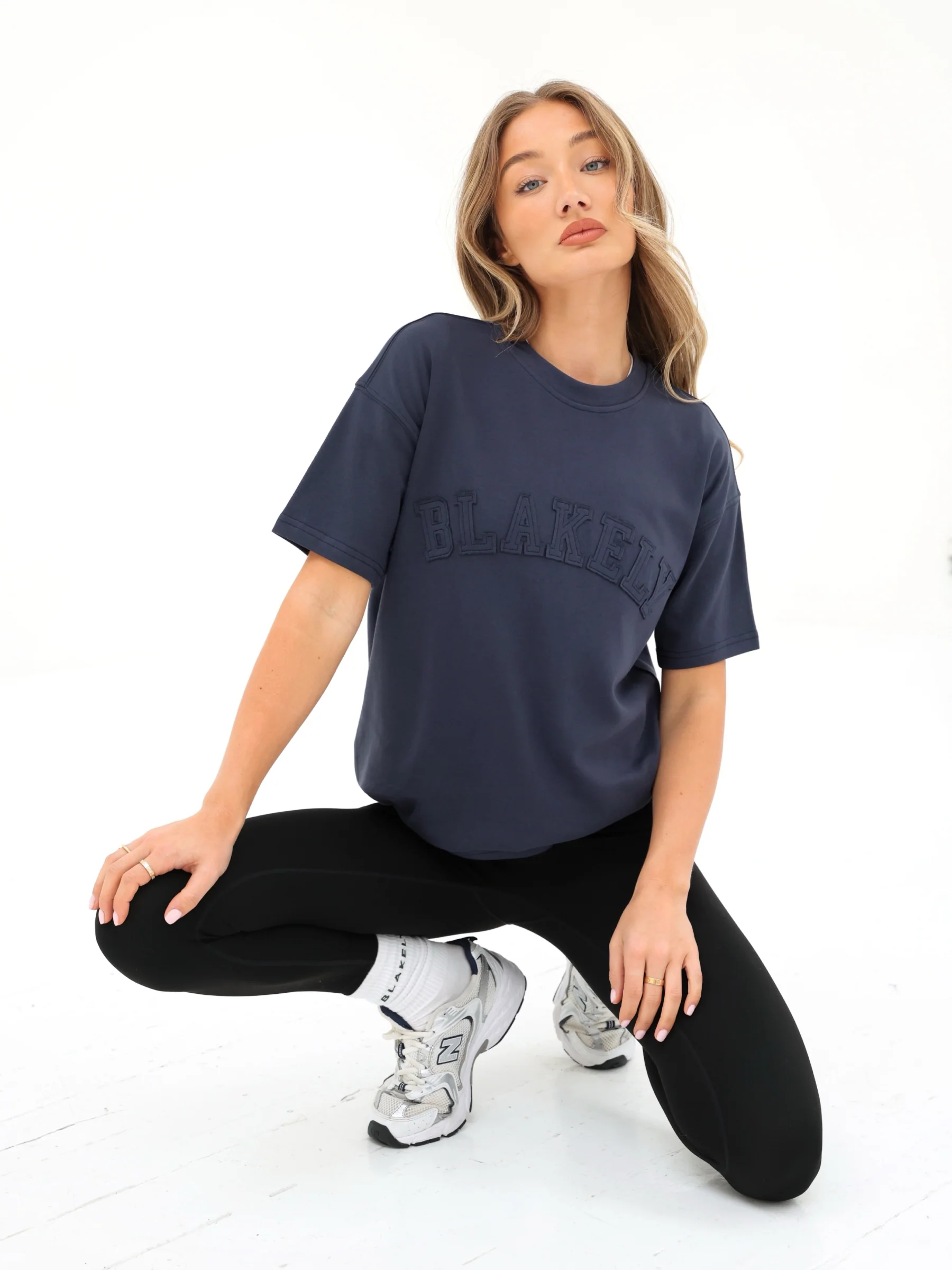 Tonal Varsity Oversized T-Shirt - True Navy - Prinboxs