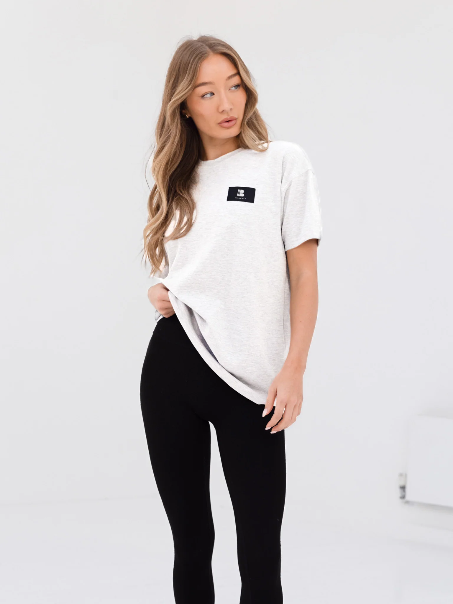 Apex Label Oversized T-Shirt - Marl White - Prinboxs