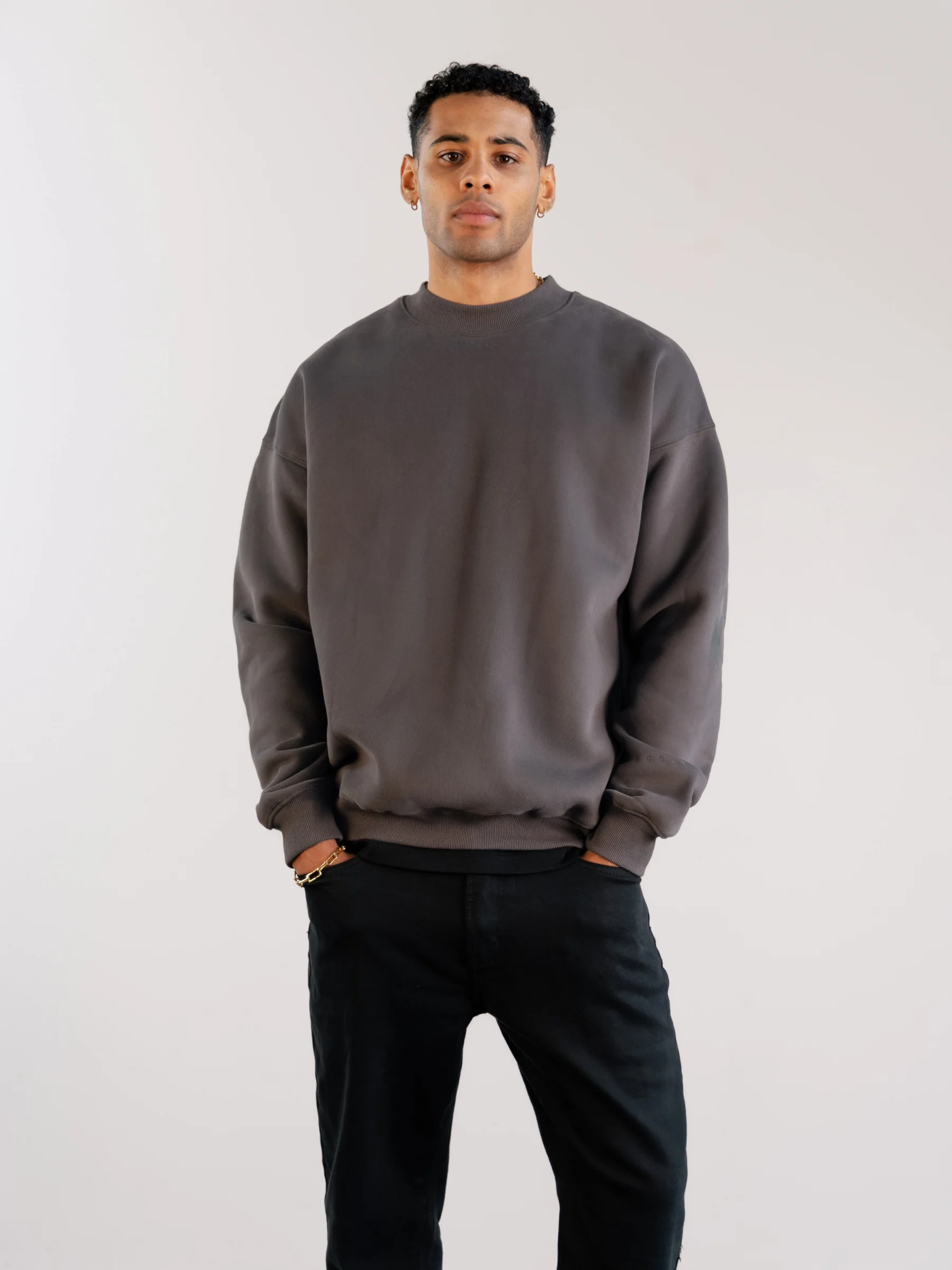 Tonal Idris Oversized Jumper - Charcoal - Prinboxs