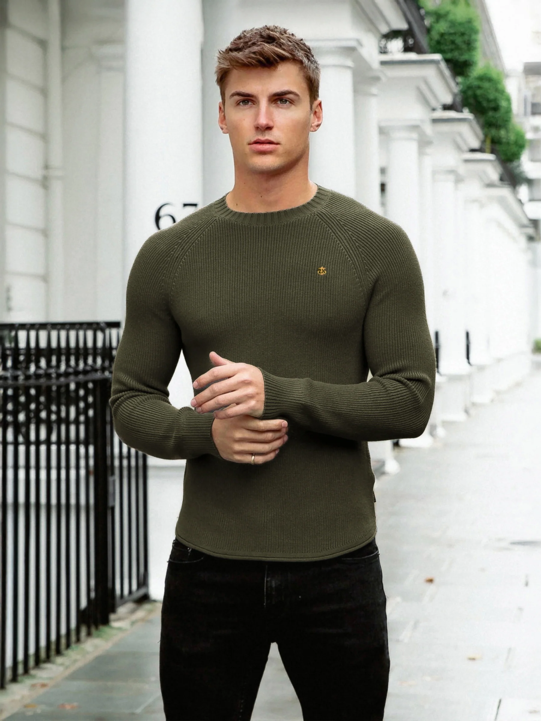 Olton Knit Jumper - Khaki Green - Prinboxs