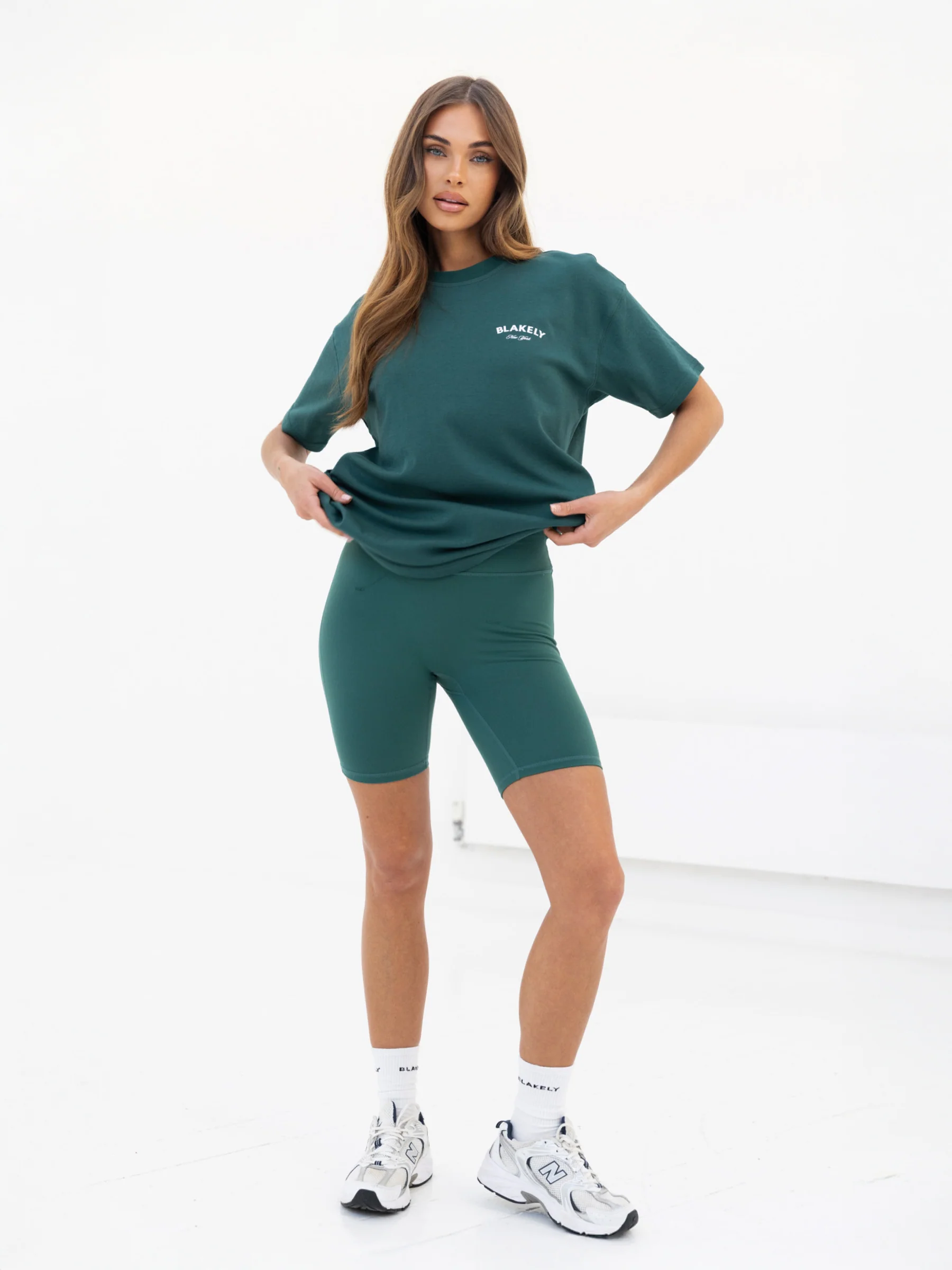 NY Crest Oversized T-Shirt & Soft Shorts Set - Pine Green - Prinboxs