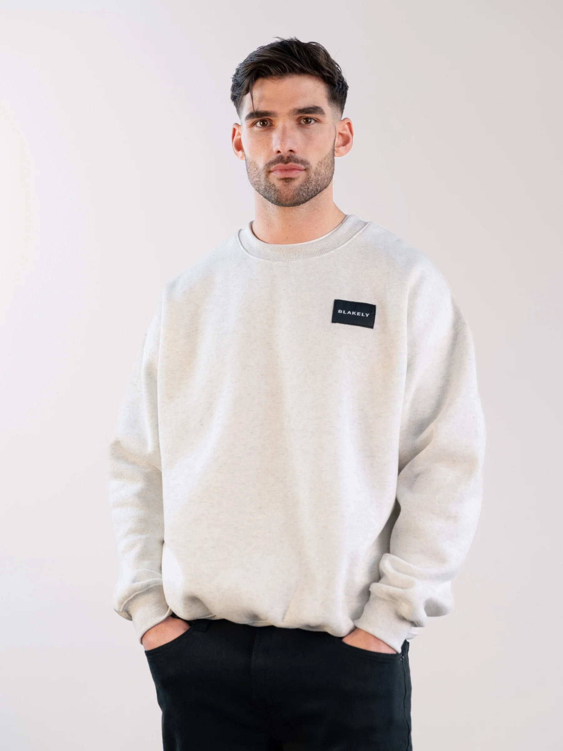 Label Relaxed Jumper - Marl White - Prinboxs
